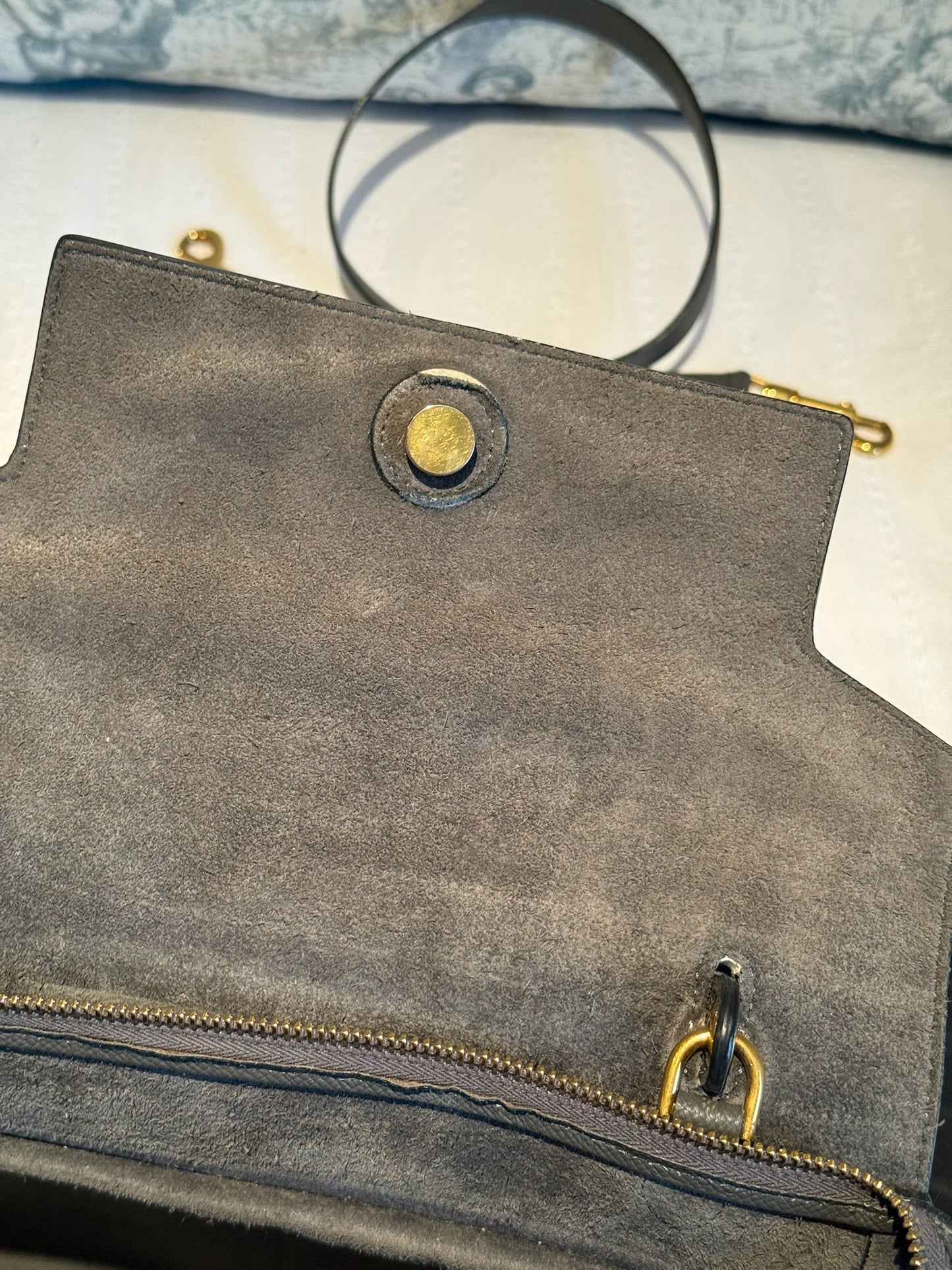 Celine Belt Leather Handbag & Matching Purse (Grey)