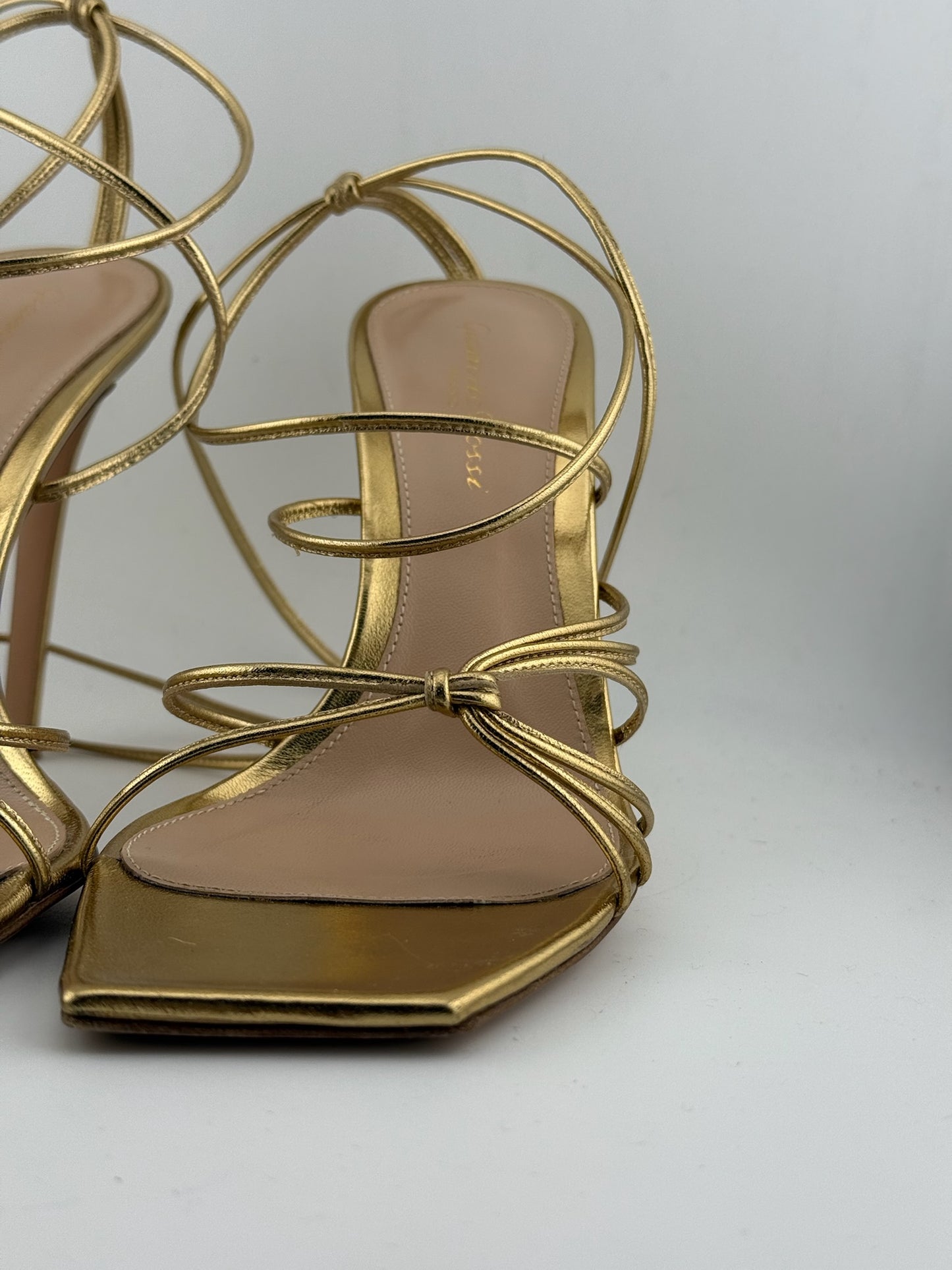 Gianvito Rossi Sylvie Nappa Strappy Sandals - Silver (Size 37)