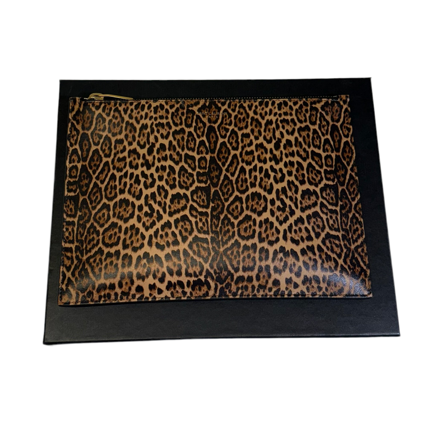 Saint Laurent Leopard Leather Single Zip Purse - Leopard