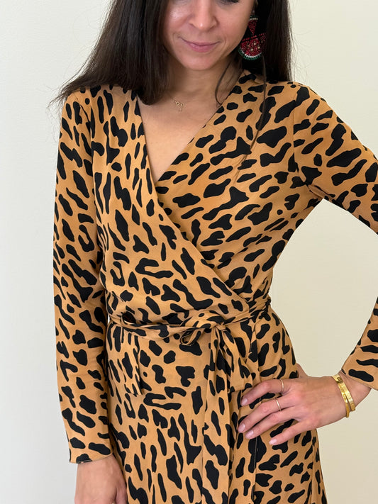 Diane Von Furstenberg Wrap Around Dress - Leopard (Size 2)