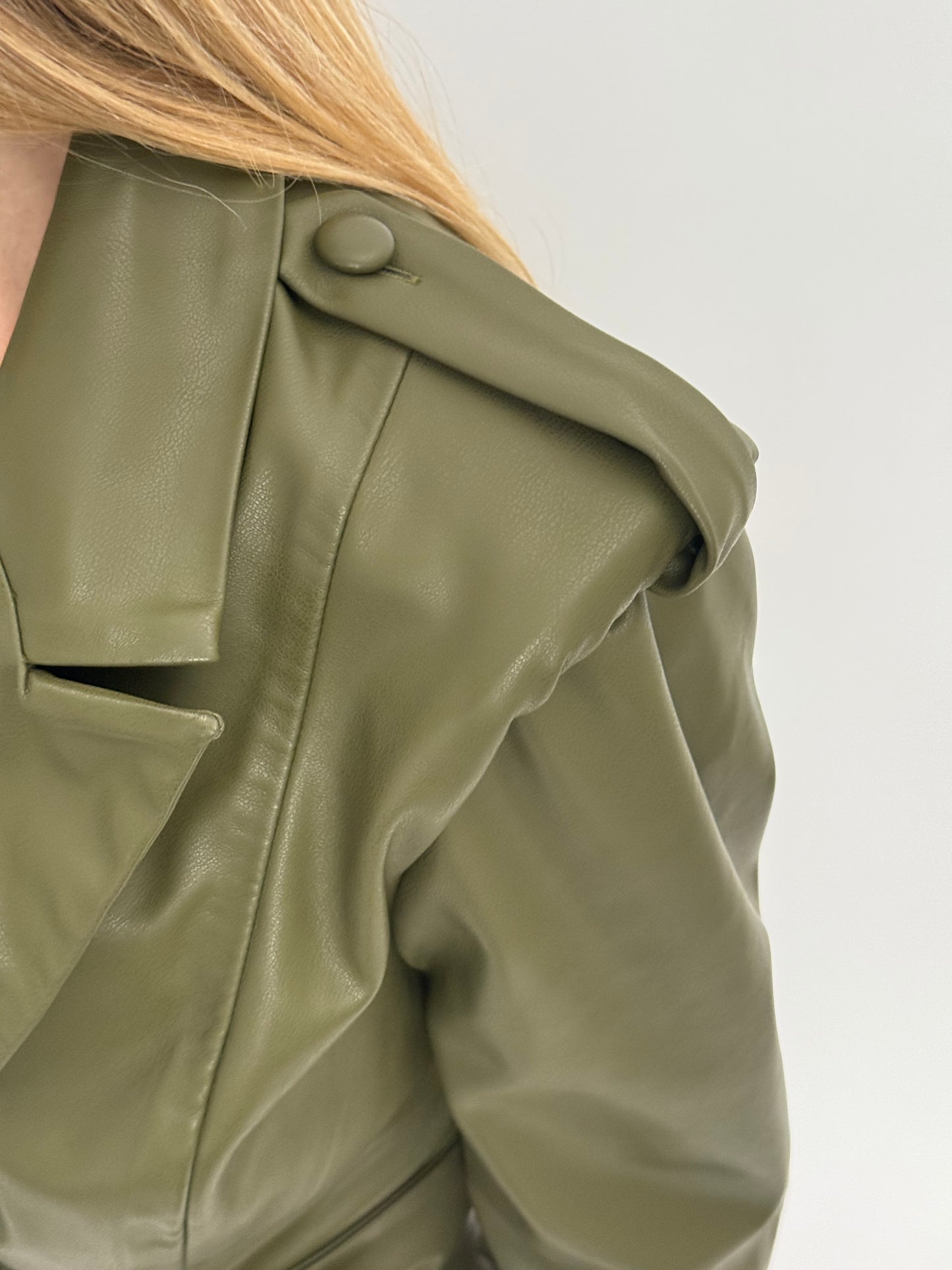 Lavish Alice Vegan Leather Obi Belted Blazer Dress - Olive (UK 10)