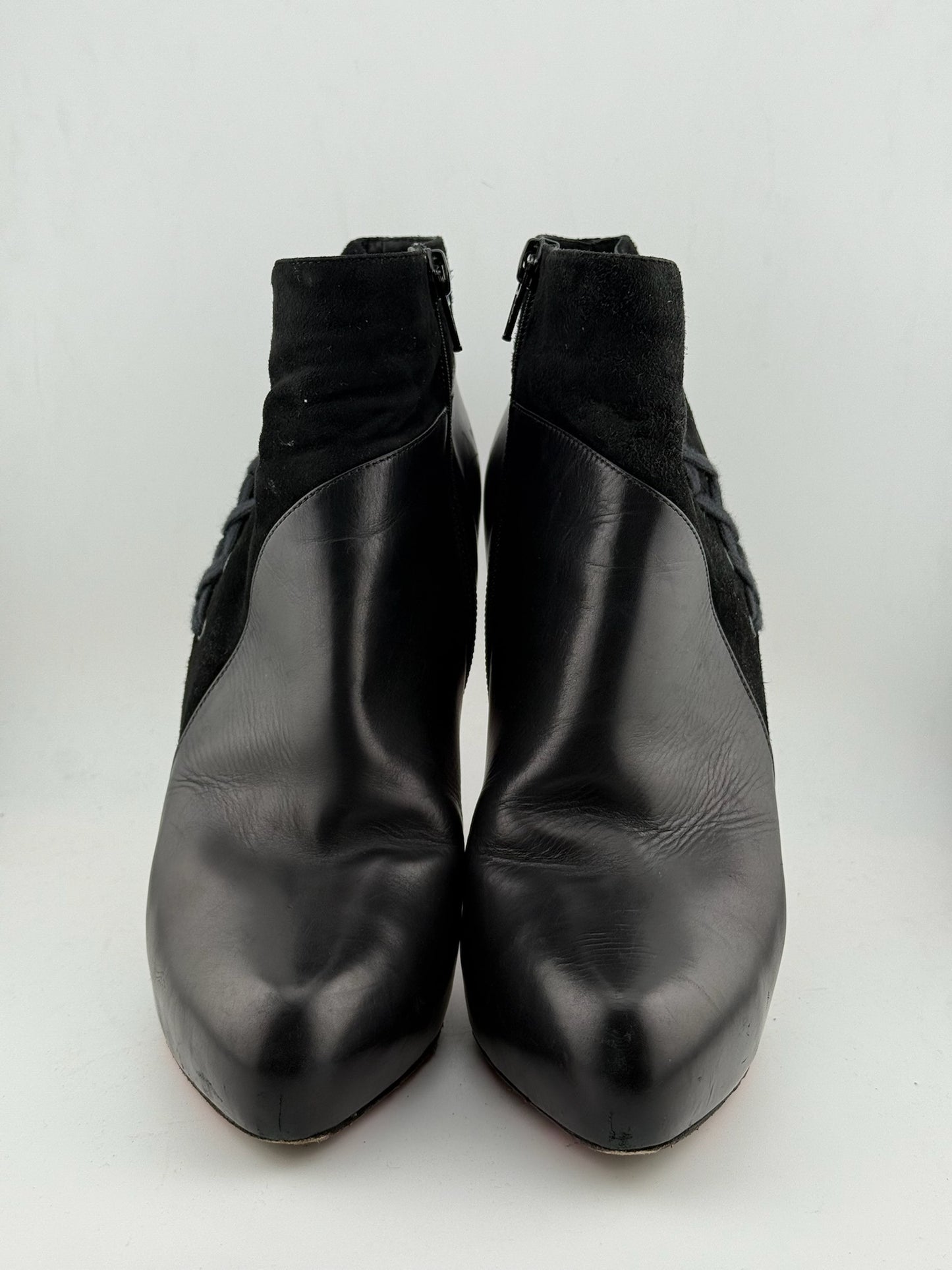 Christian Louboutin Shoe Boot with Criss Cross Shoe Lace Detail - Black (Size 40)