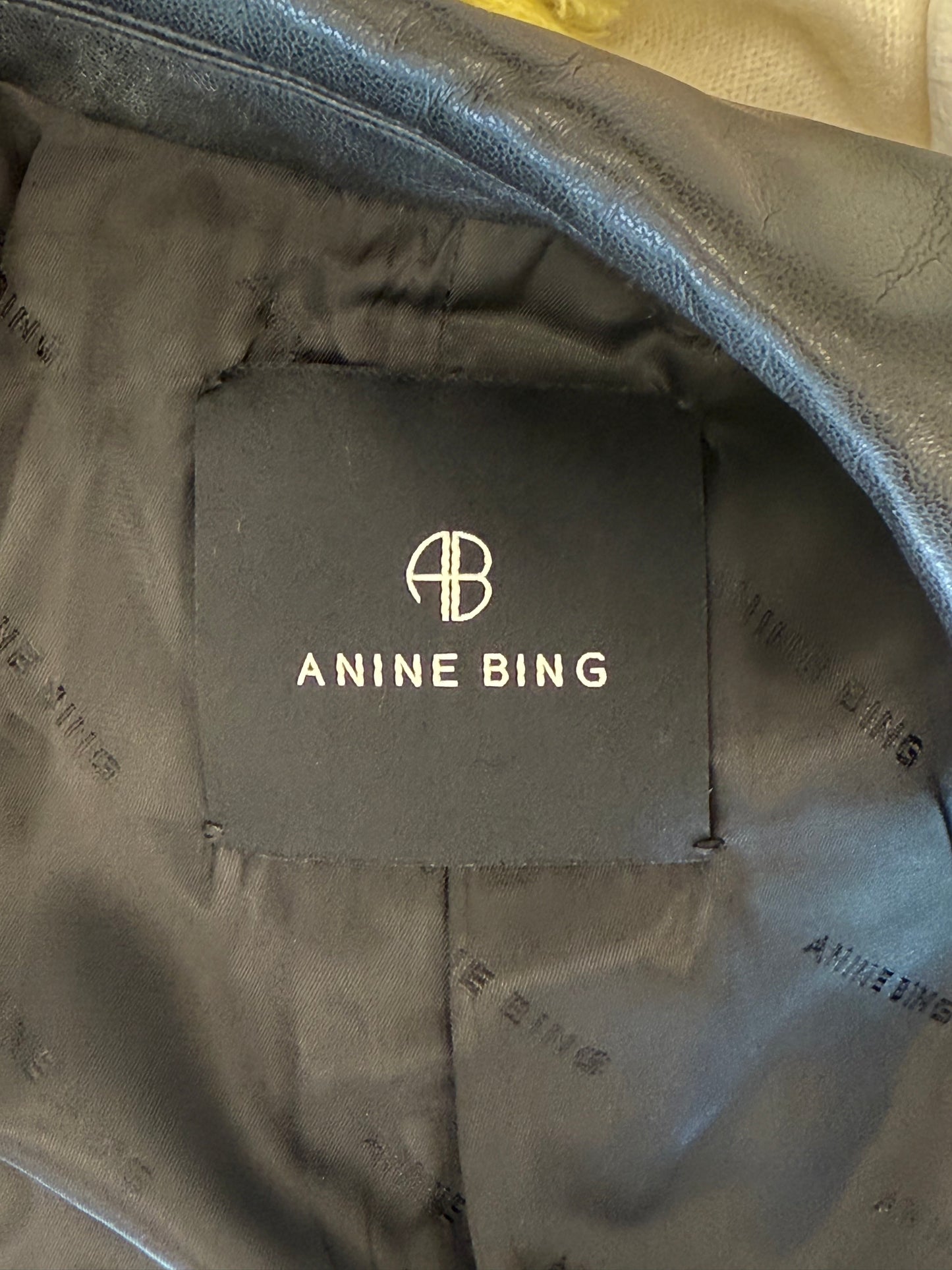 Anine Bing Leather Blazer - Black (Estimated Size XS)