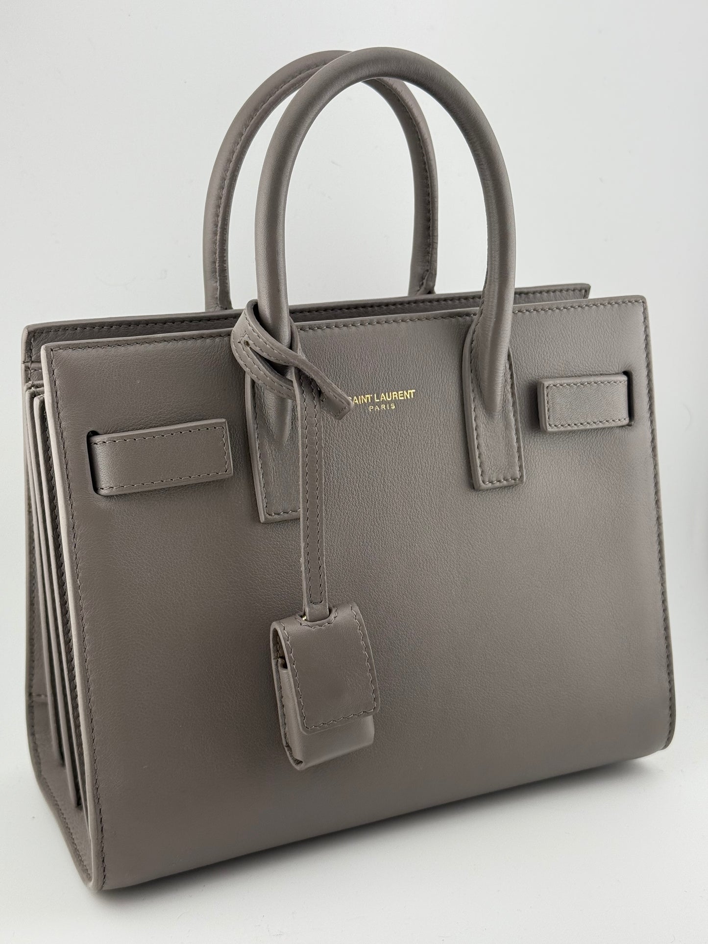 Saint Laurent Sac De Jour Nano Leather Tote – Grey