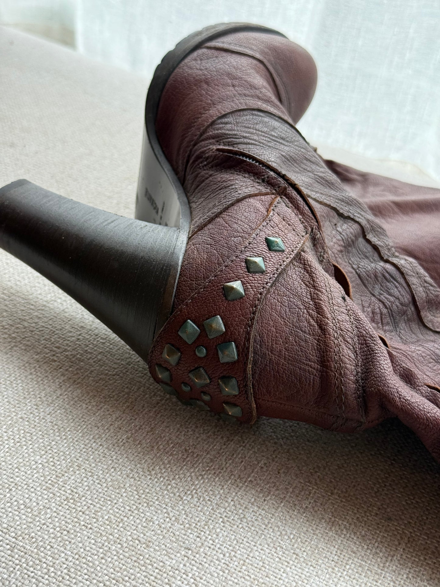Vic Matié Leather Knee-High Boots with Stud Detail – Size 6