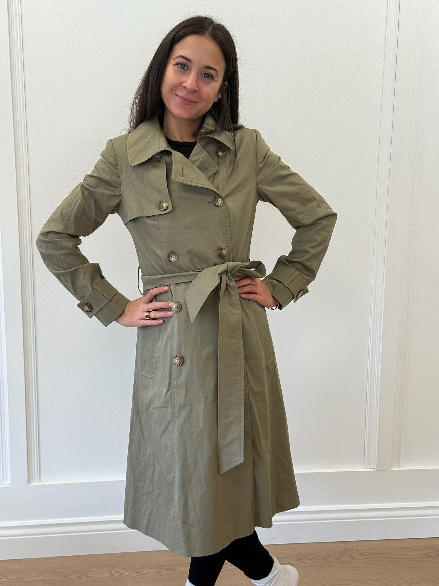 Helene Berman Khaki Green Trench Coat – Size XS
