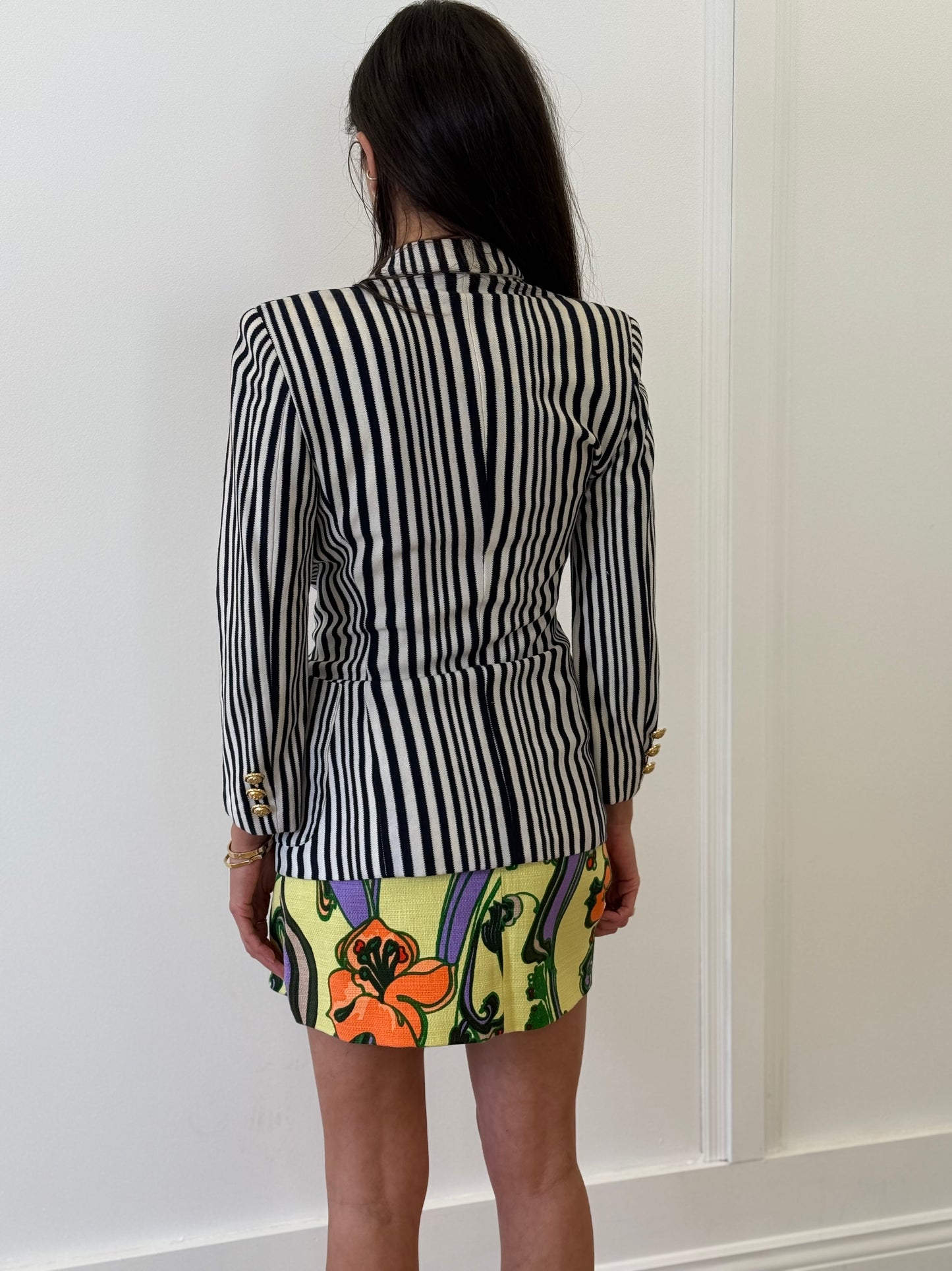 Moschino Blazer - Navy and White Striped (Size 40)