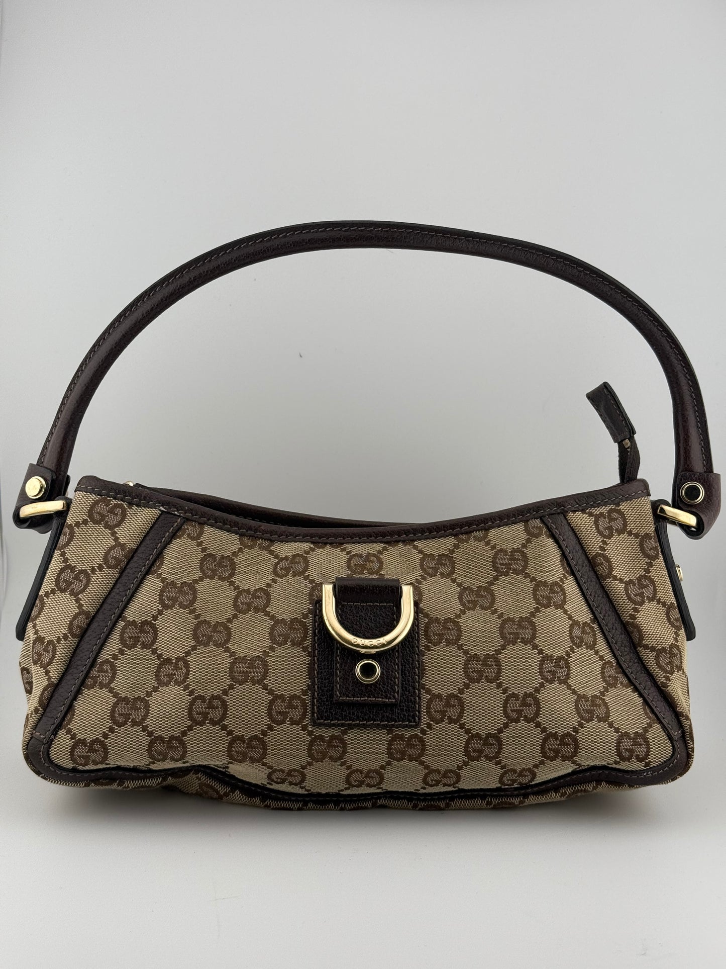 Gucci GG Canvas Abbey D-Ring Pochette Bag - Beige/Ebony