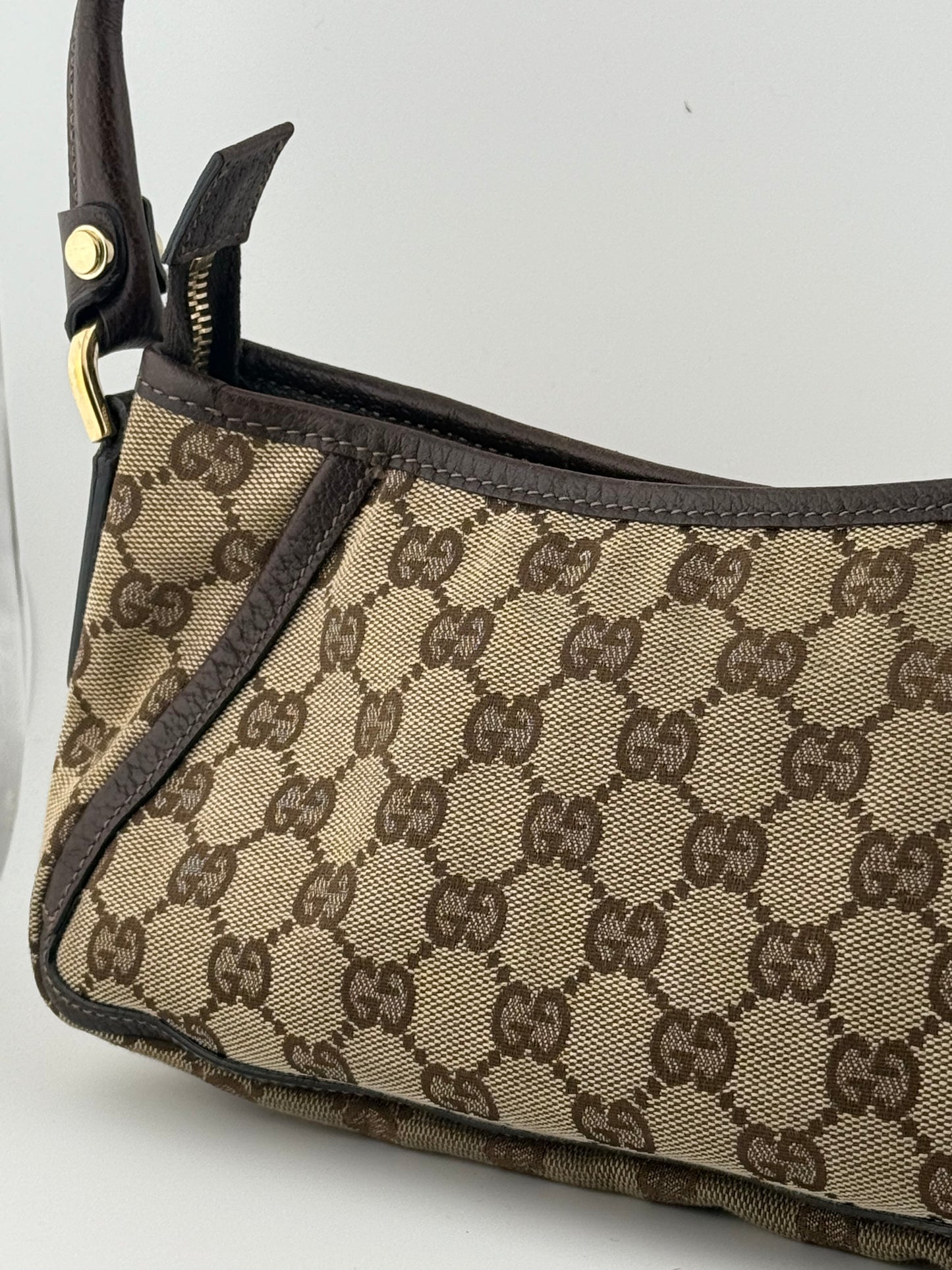 Gucci GG Canvas Abbey D-Ring Pochette Bag - Beige/Ebony