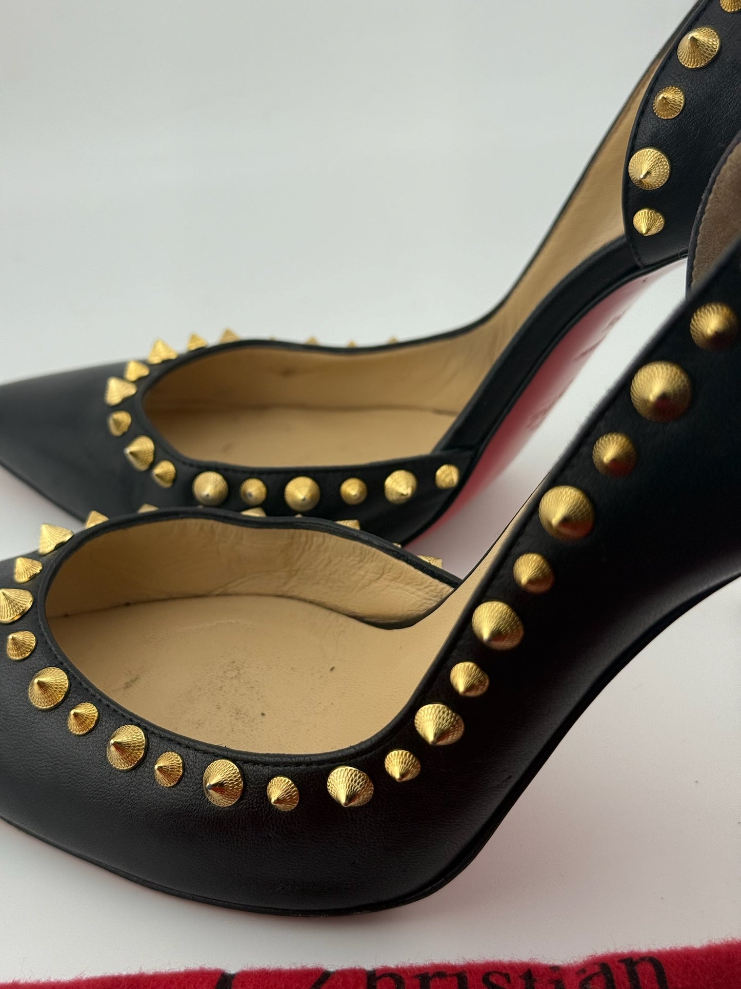 Christian Louboutin Iriza Studded Heels – Black & Gold (EU 39.5)
