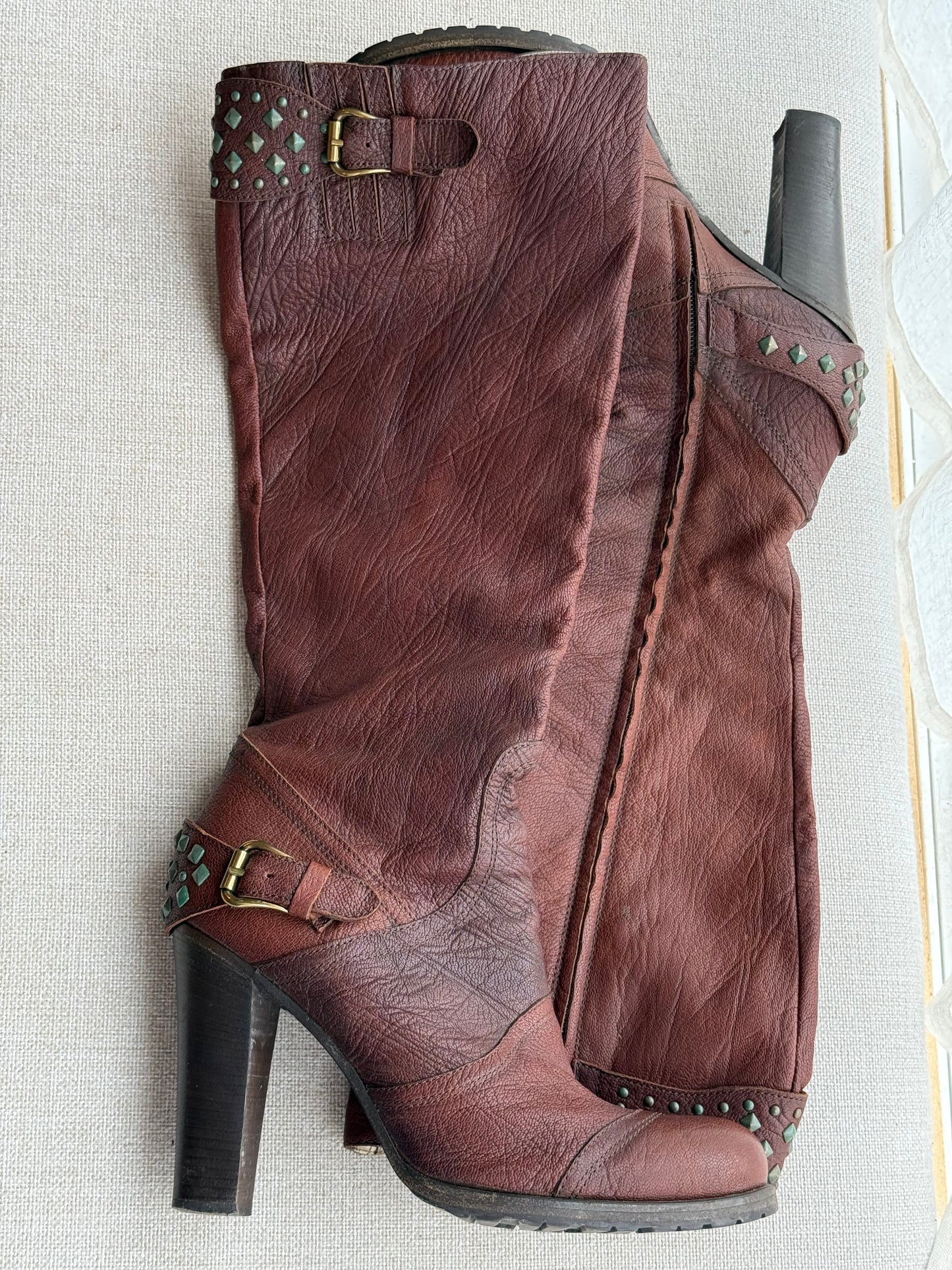 Vic Matié Leather Knee-High Boots with Stud Detail – Size 6