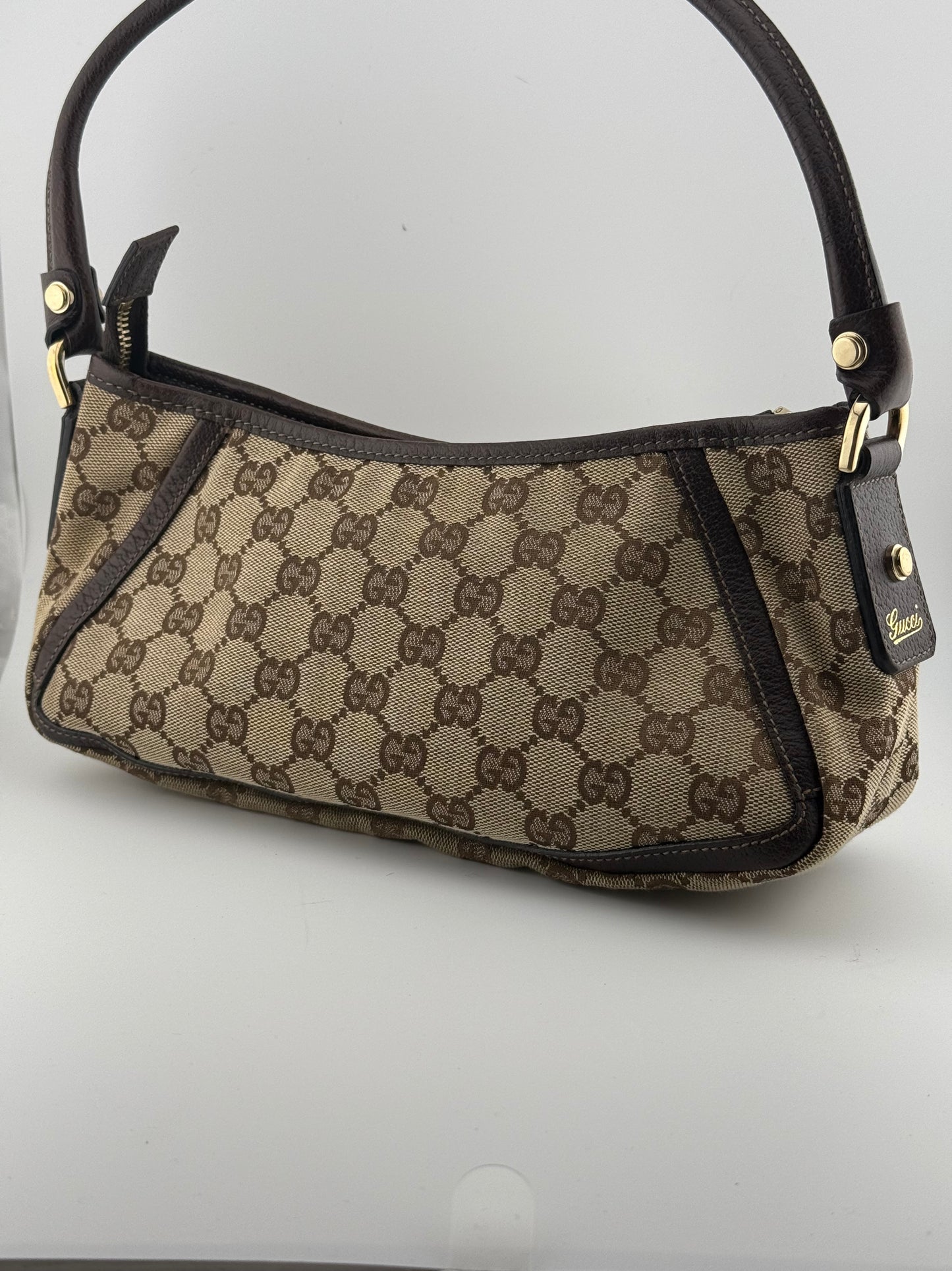 Gucci GG Canvas Abbey D-Ring Pochette Bag - Beige/Ebony