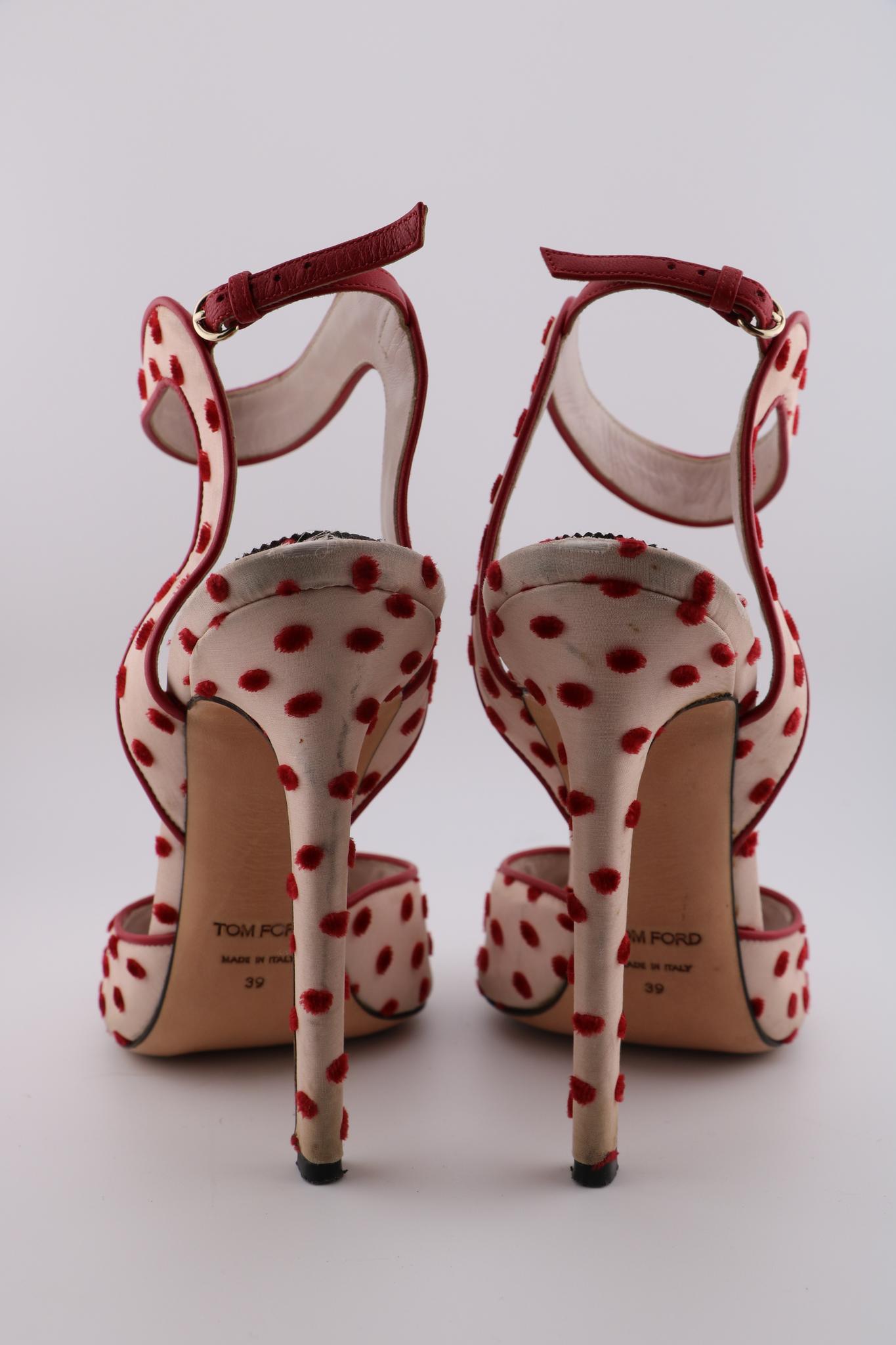 Tom Ford Open Toe Polka Dot Heel with Ankle Strap (EUR 39)