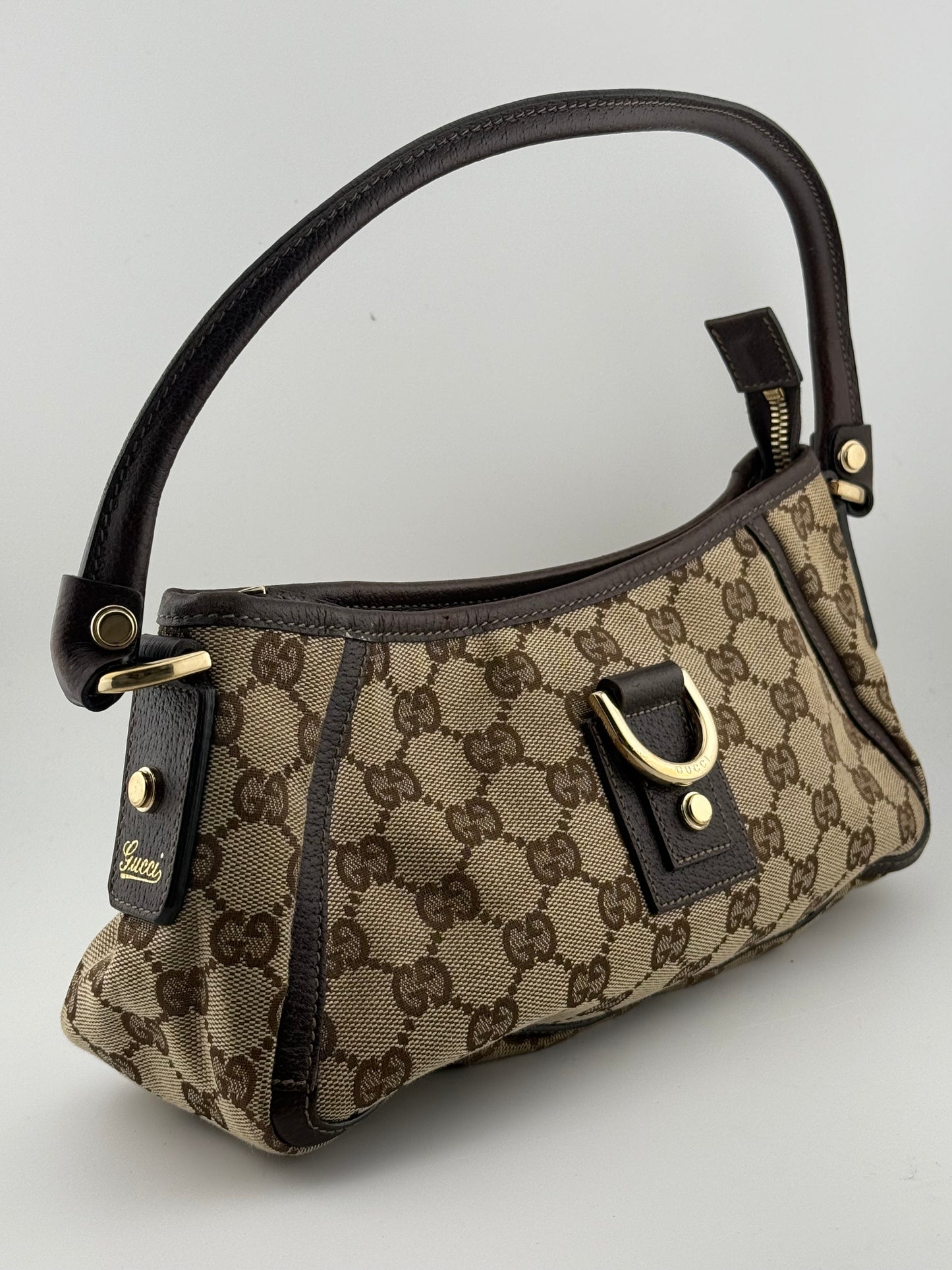 Gucci GG Canvas Abbey D-Ring Pochette Bag - Beige/Ebony