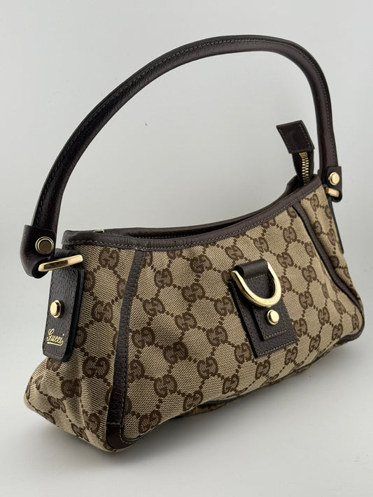 Gucci GG Canvas Abbey D-Ring Pochette Bag - Beige/Ebony