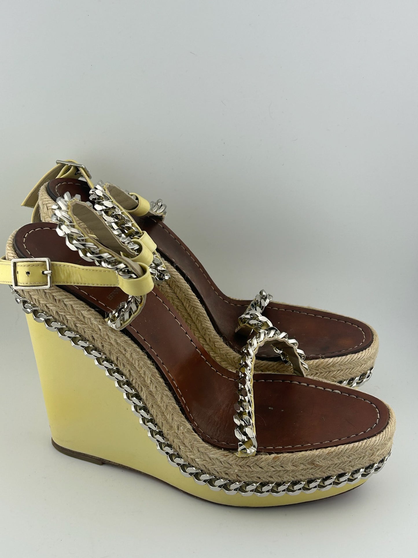 Christian Louboutin Chain Yellow Wedges - Silver/Pastel (Size 39)