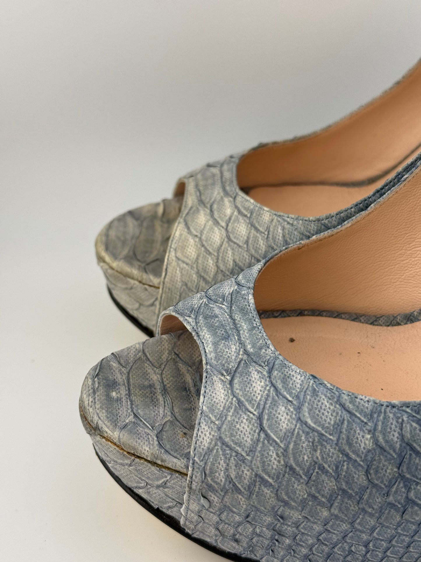 Gina Python Adele Platform Sling Backs w Peep Toe (EUR 40)