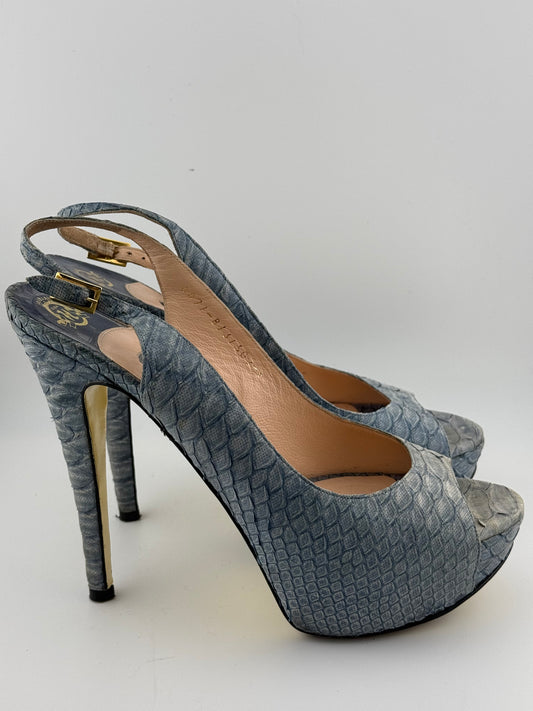Gina Python Adele Platform Sling Backs w Peep Toe (EUR 40)