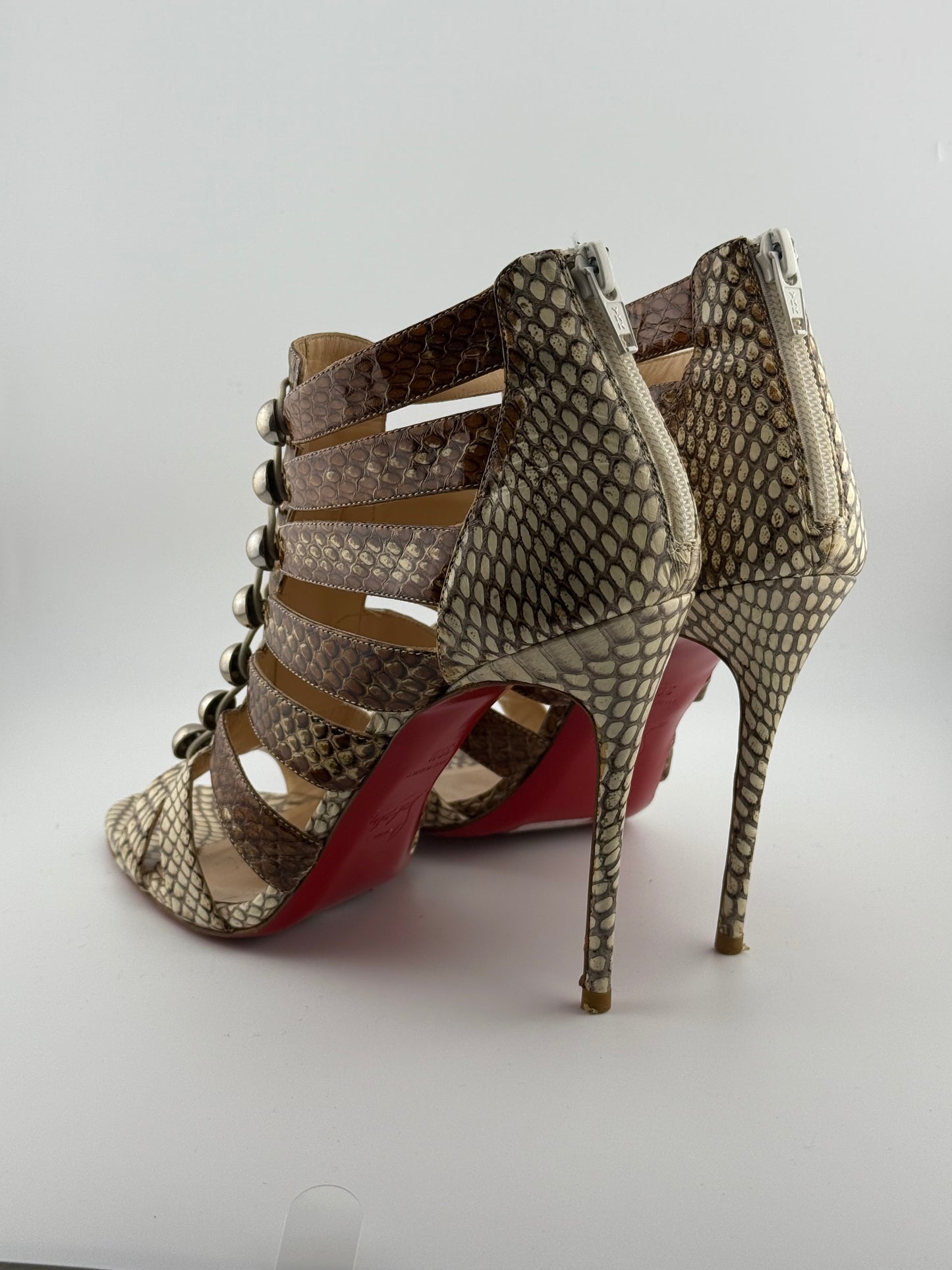 Christian Louboutin Gladiator Stiletto Sandals - Gold Snake (EUR 39.5)