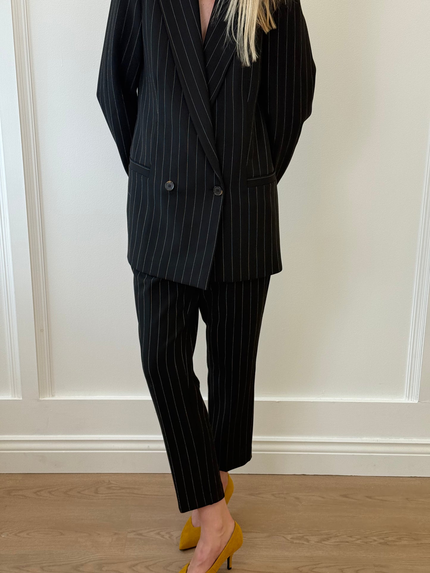 Ganni Double-Breasted Pinstripe Suit (38)