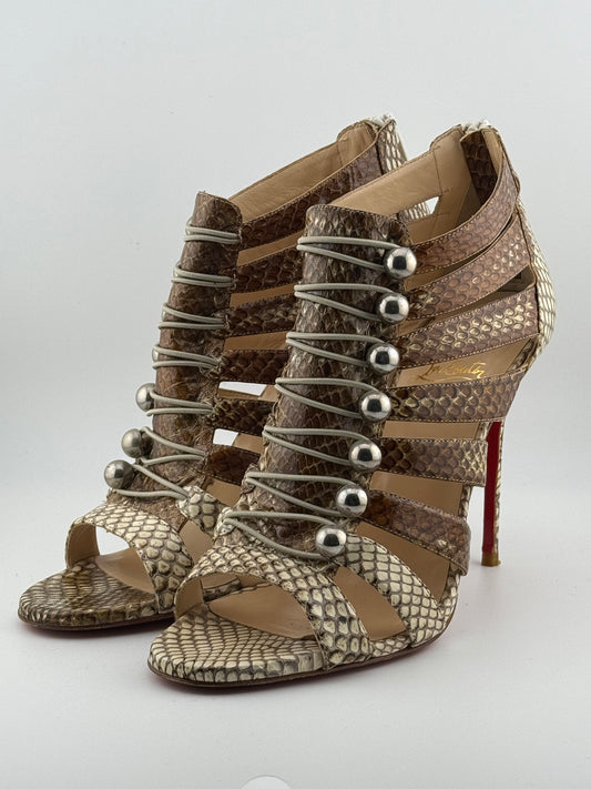 Christian Louboutin Gladiator Stiletto Sandals - Gold Snake (EUR 39.5)