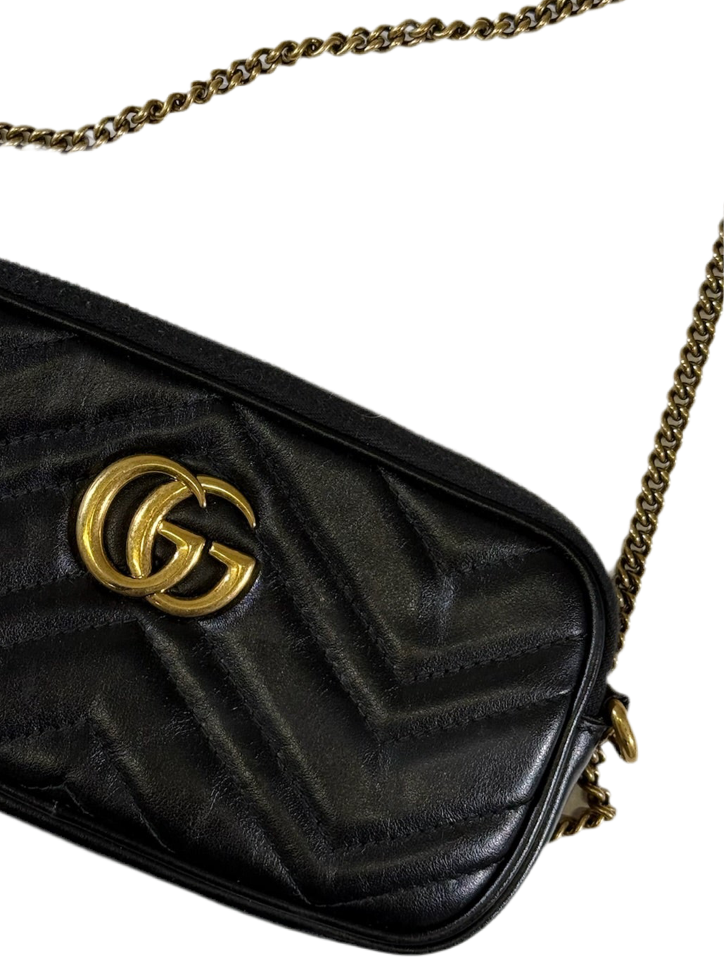 Gucci GG Marmont Single Zip Leather Crossbody Bag - Black