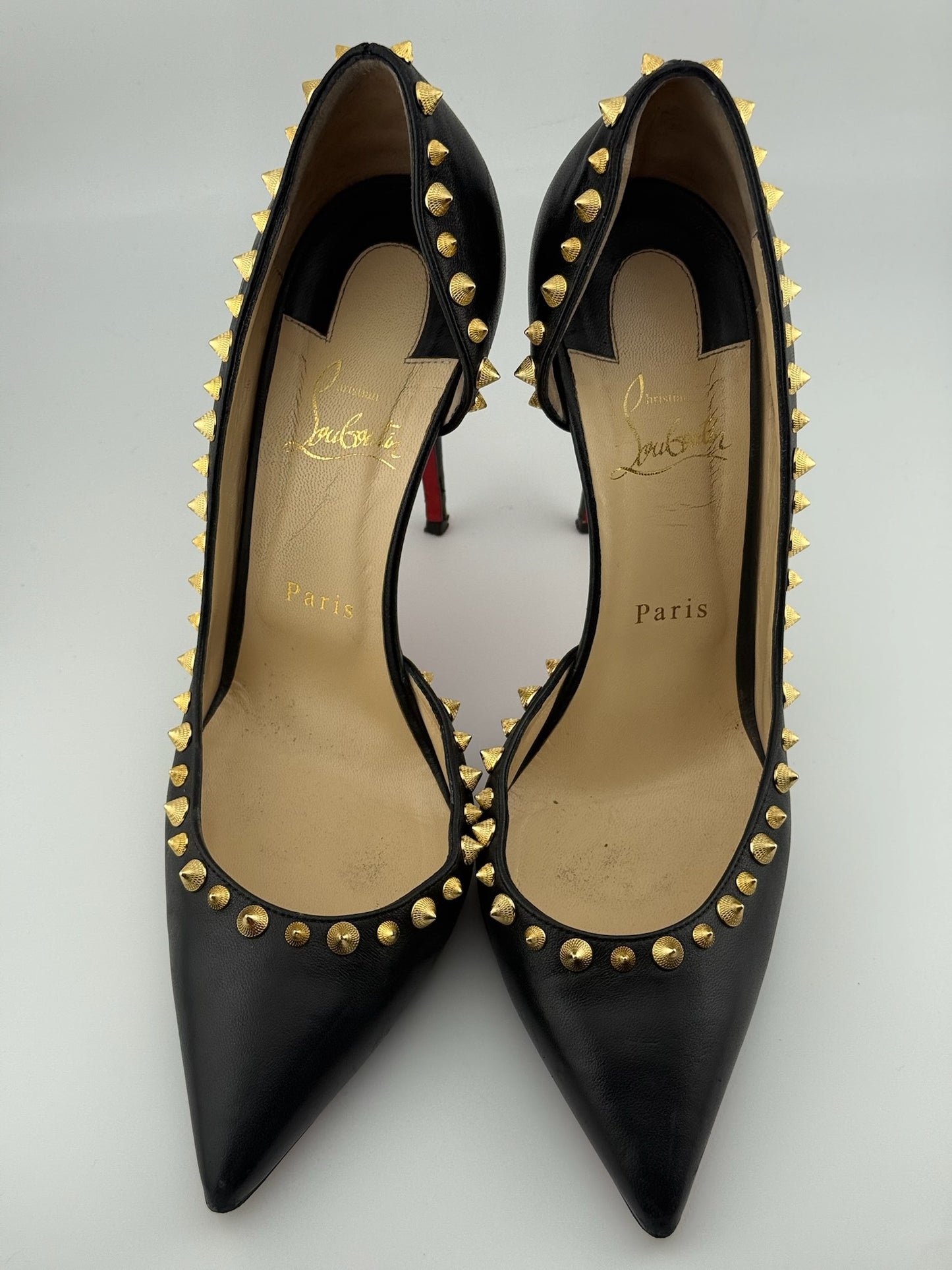 Christian Louboutin Iriza Studded Heels – Black & Gold (EU 39.5)