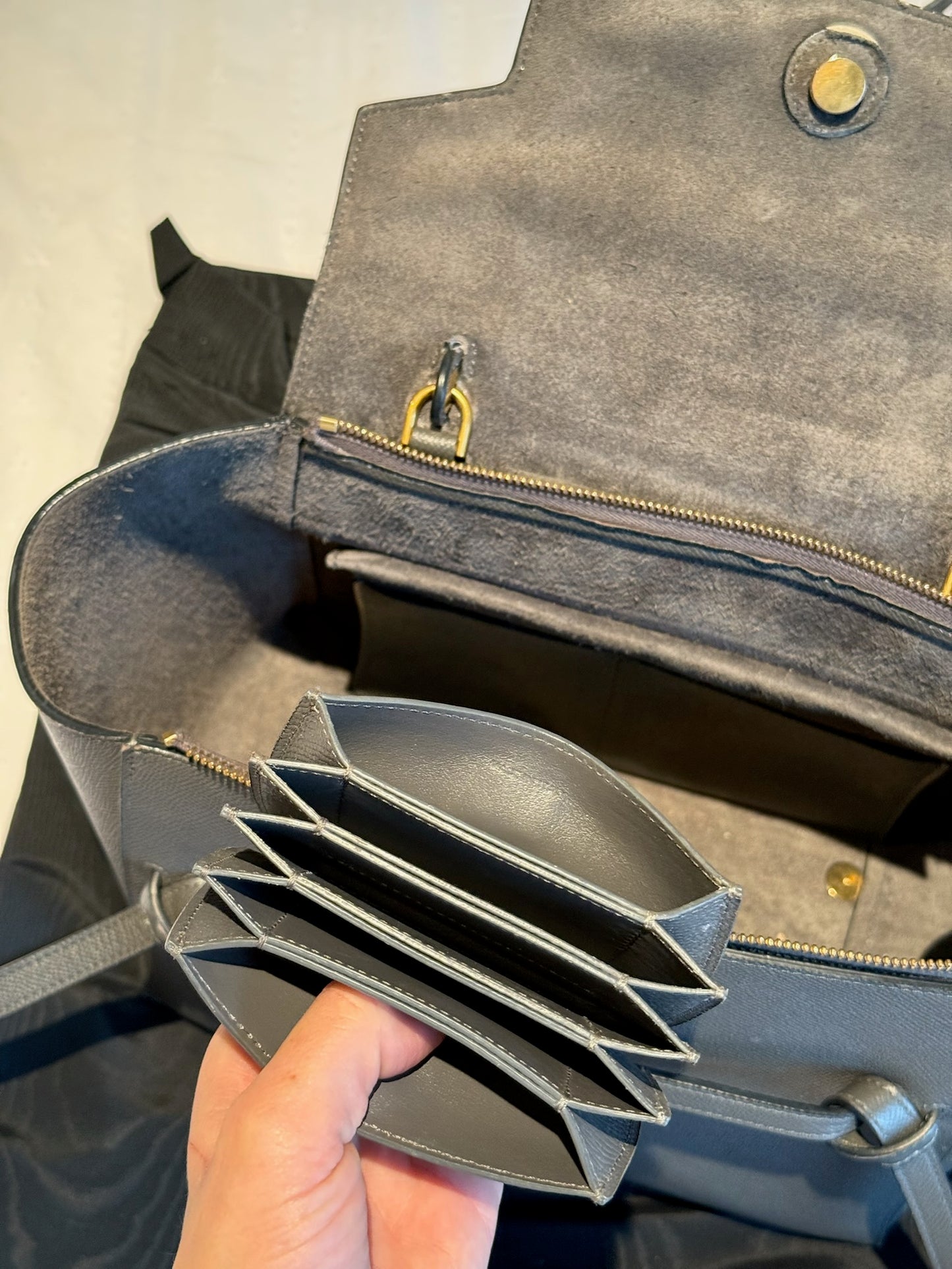 Celine Belt Leather Handbag & Matching Purse (Grey)