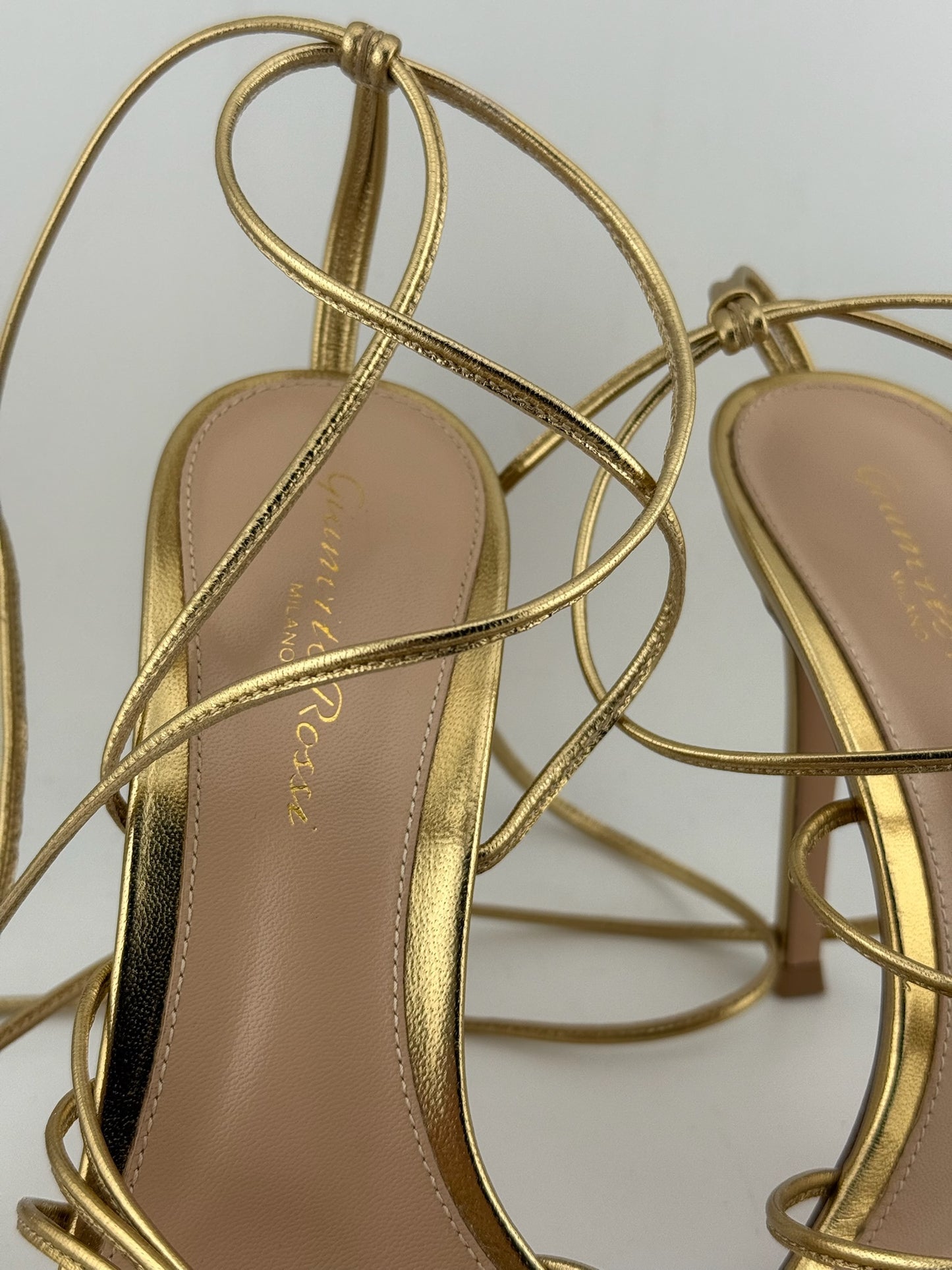 Gianvito Rossi Sylvie Nappa Strappy Sandals - Silver (Size 37)