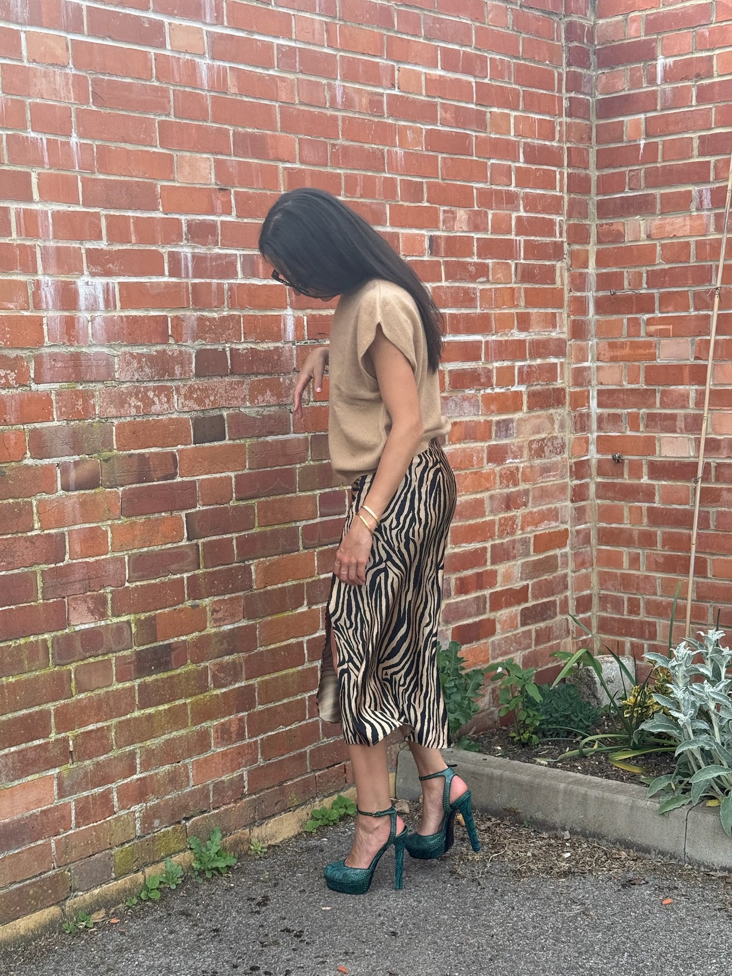 Anine Bing Tiger Print Skirt - Brown/Black (Estimated Size XS)