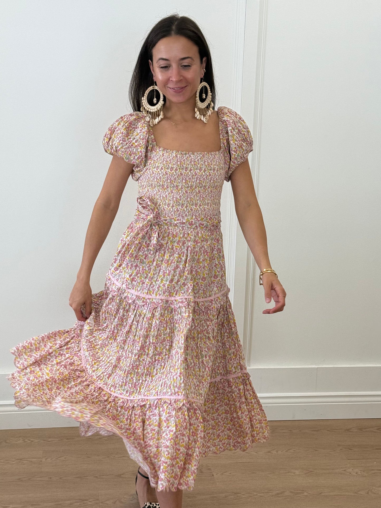 Love Shack Fancy Mid-Length Dress - Pink Floral (Size XS)