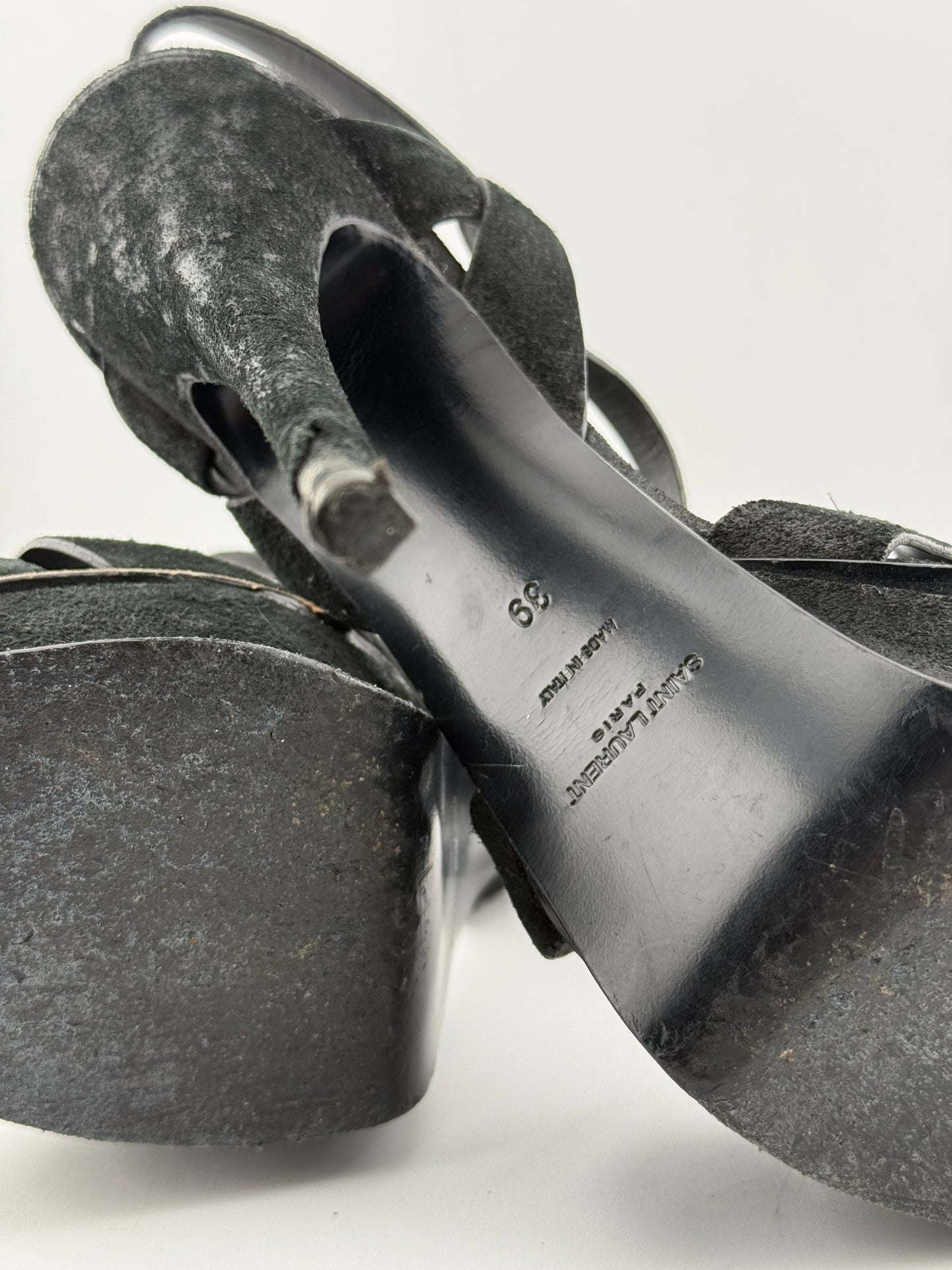 YSL Tribute Woven Open Toe Platforms - Black (EUR 39)
