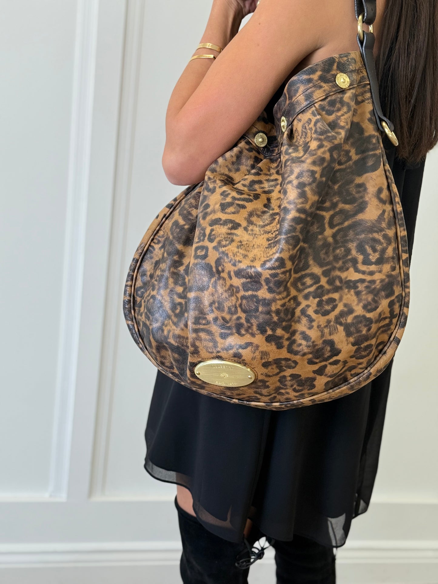 Mulberry Leopard Print Mitzy Hobo Bag