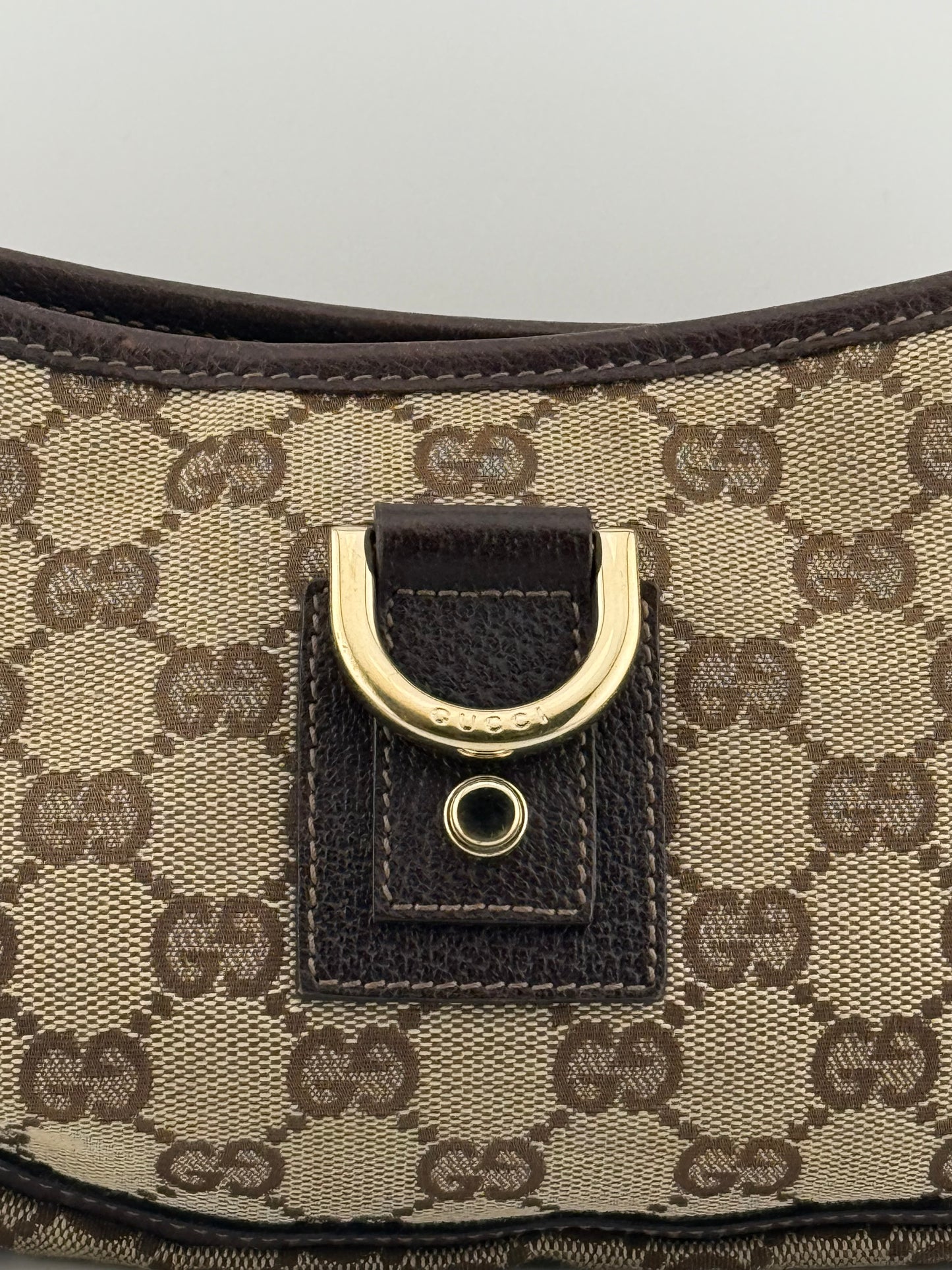 Gucci GG Canvas Abbey D-Ring Pochette Bag - Beige/Ebony