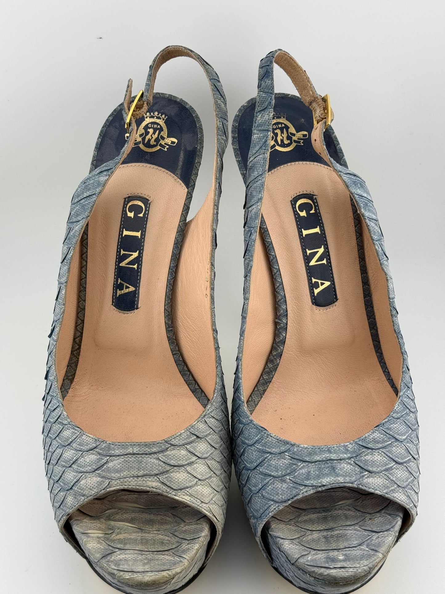 Gina Python Adele Platform Sling Backs w Peep Toe (EUR 40)
