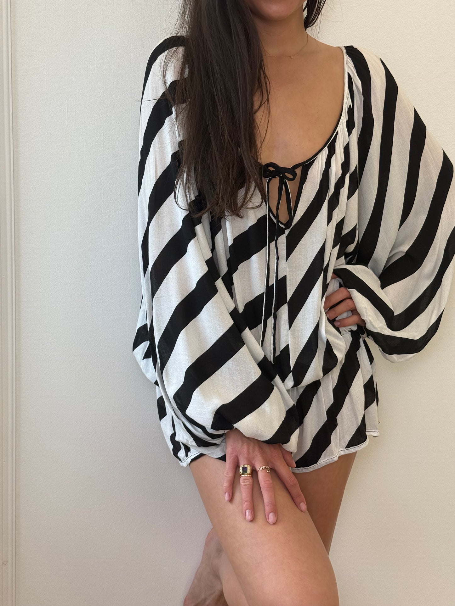 One Tea Spoon Black and White Playsuit (S)