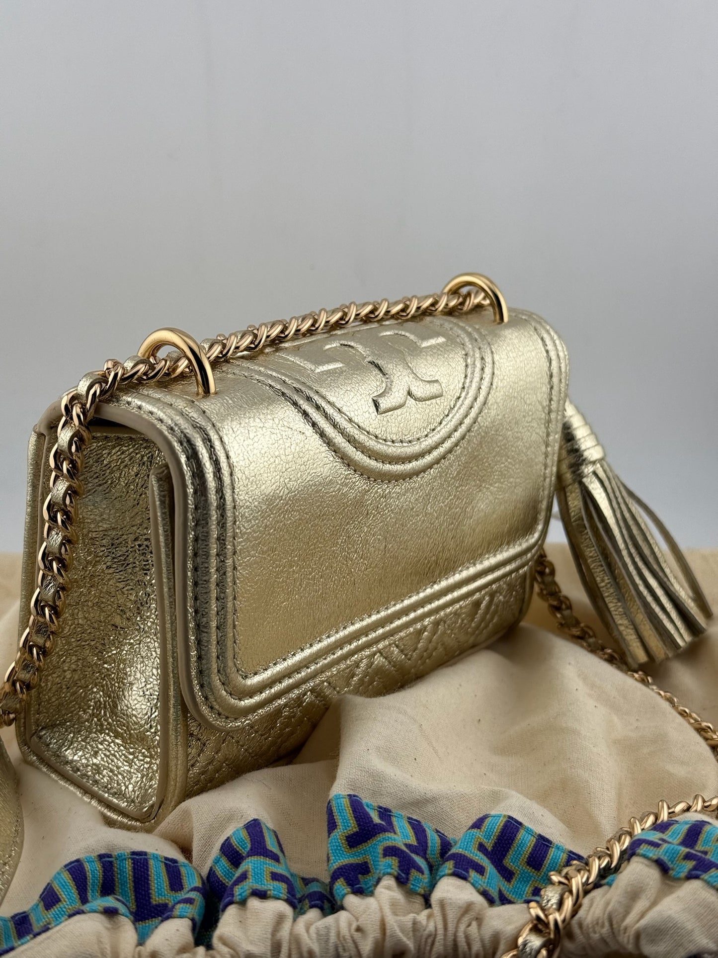 Tory Burch Fleming Cross Body Mini Bag - Gold
