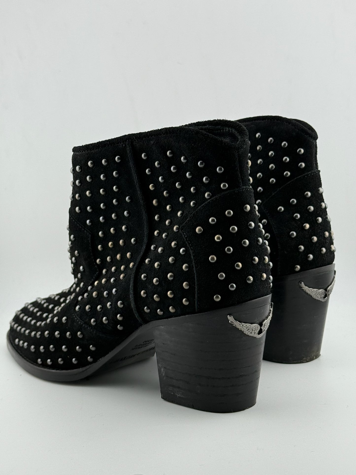 Zadig & Voltaire Studded Western Ankle Boots - Black (EUR 37)