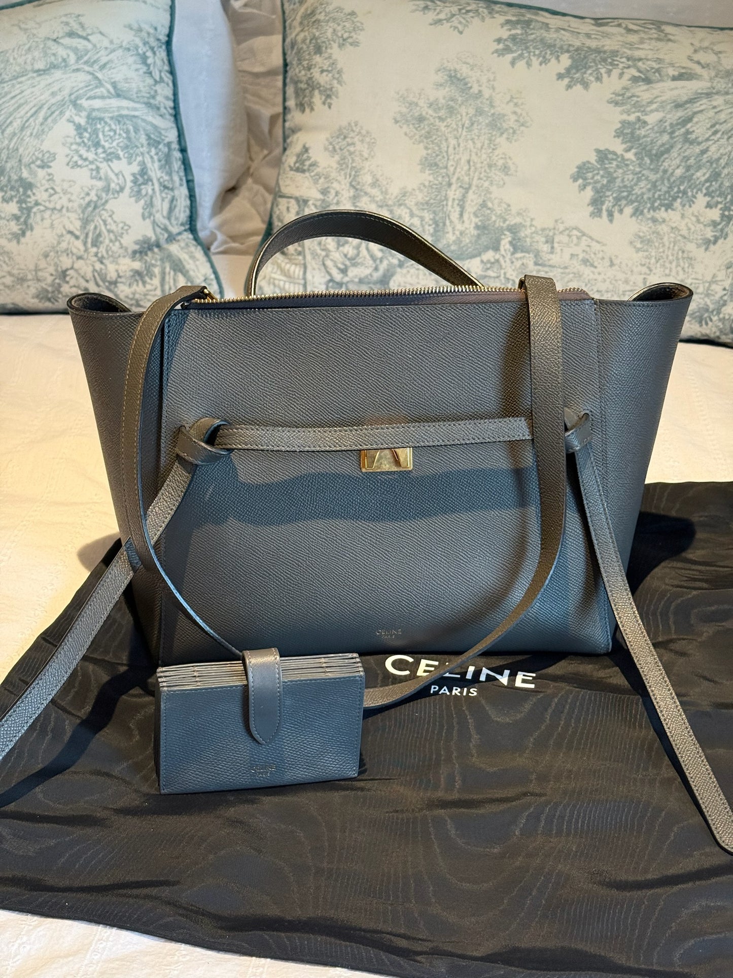 Celine Belt Leather Handbag & Matching Purse (Grey)