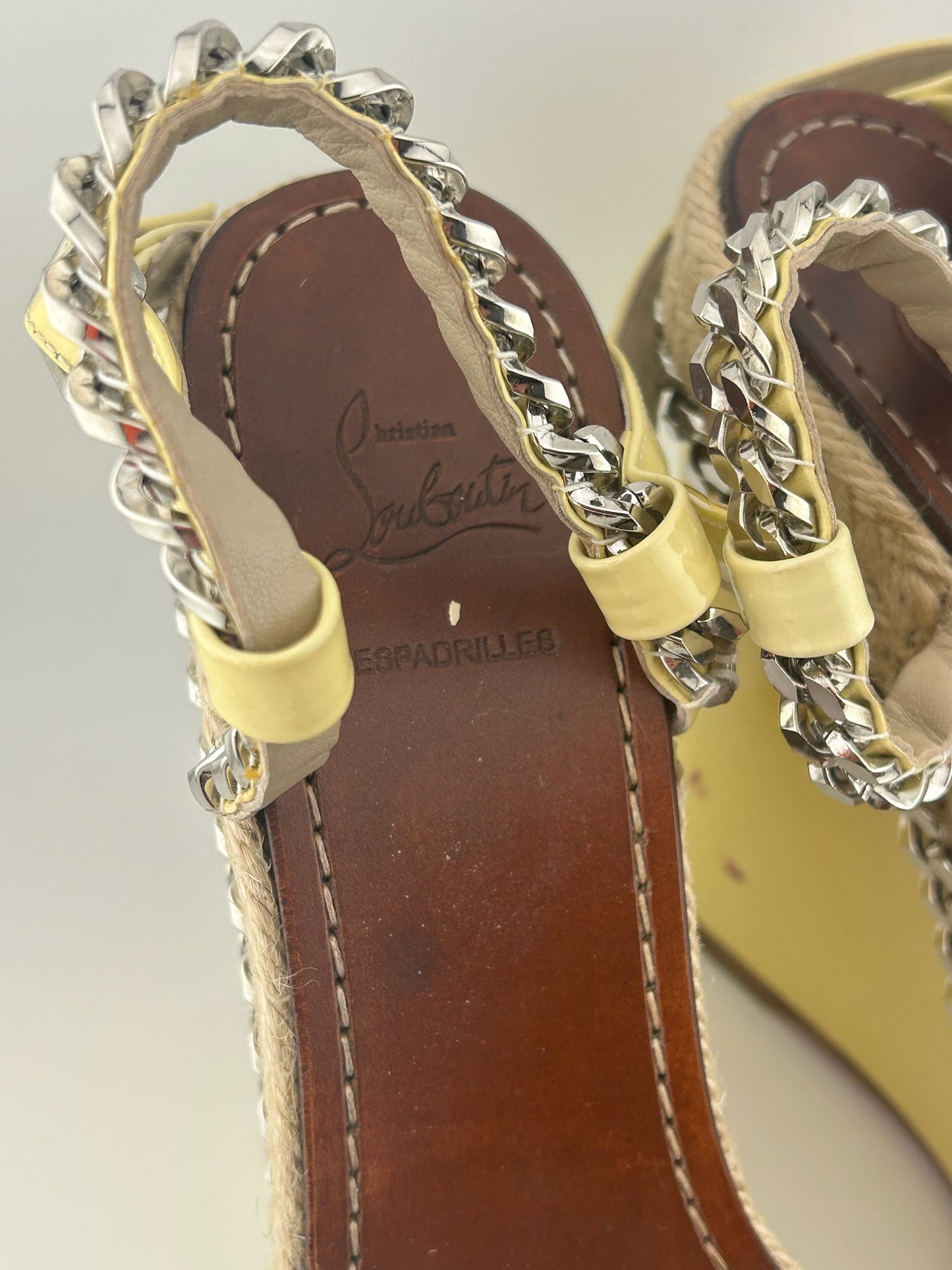 Christian Louboutin Chain Yellow Wedges - Silver/Pastel (Size 39)