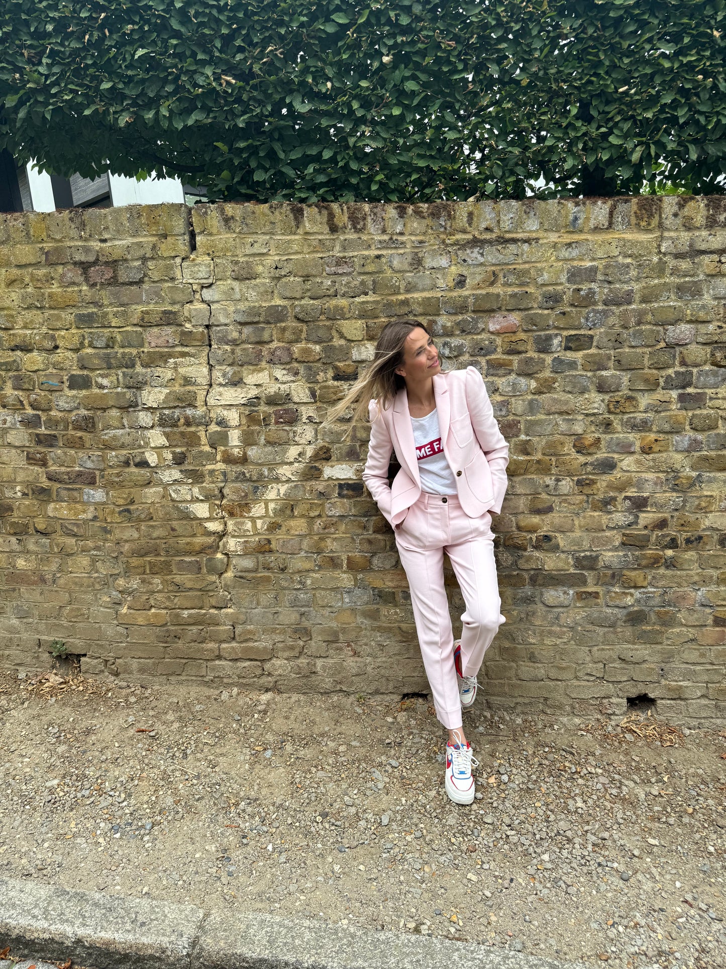 ME + EM Spring Tailoring Puff Sleeve Jacket & Tailored Trousers in Petal Pink (UK 6)