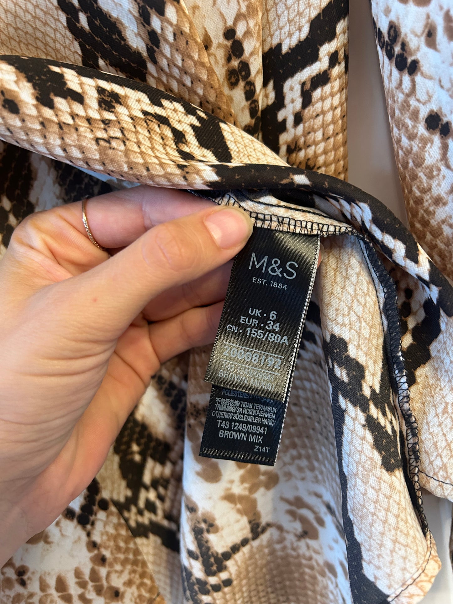 M&S Collection Snake Print Shirt – Size 6