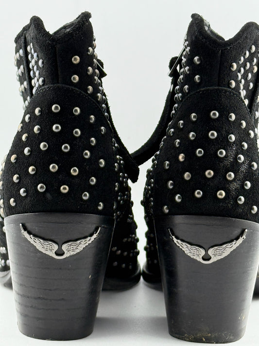 Zadig & Voltaire Studded Western Ankle Boots - Black (EUR 37)