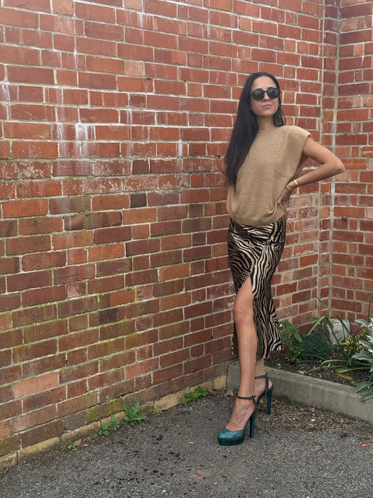 Anine Bing Tiger Print Skirt - Brown/Black (Estimated Size XS)