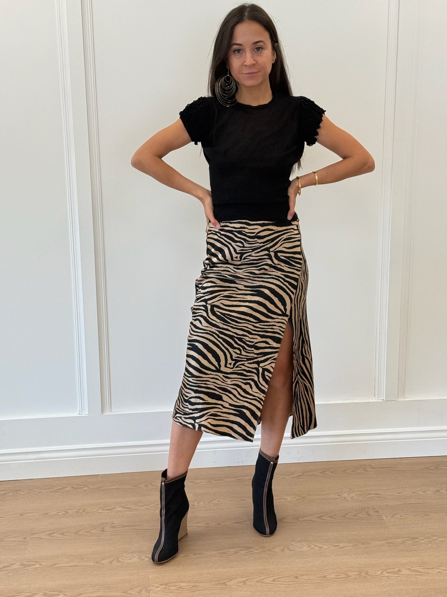 Anine Bing Tiger Print Skirt - Brown/Black (Estimated Size XS)