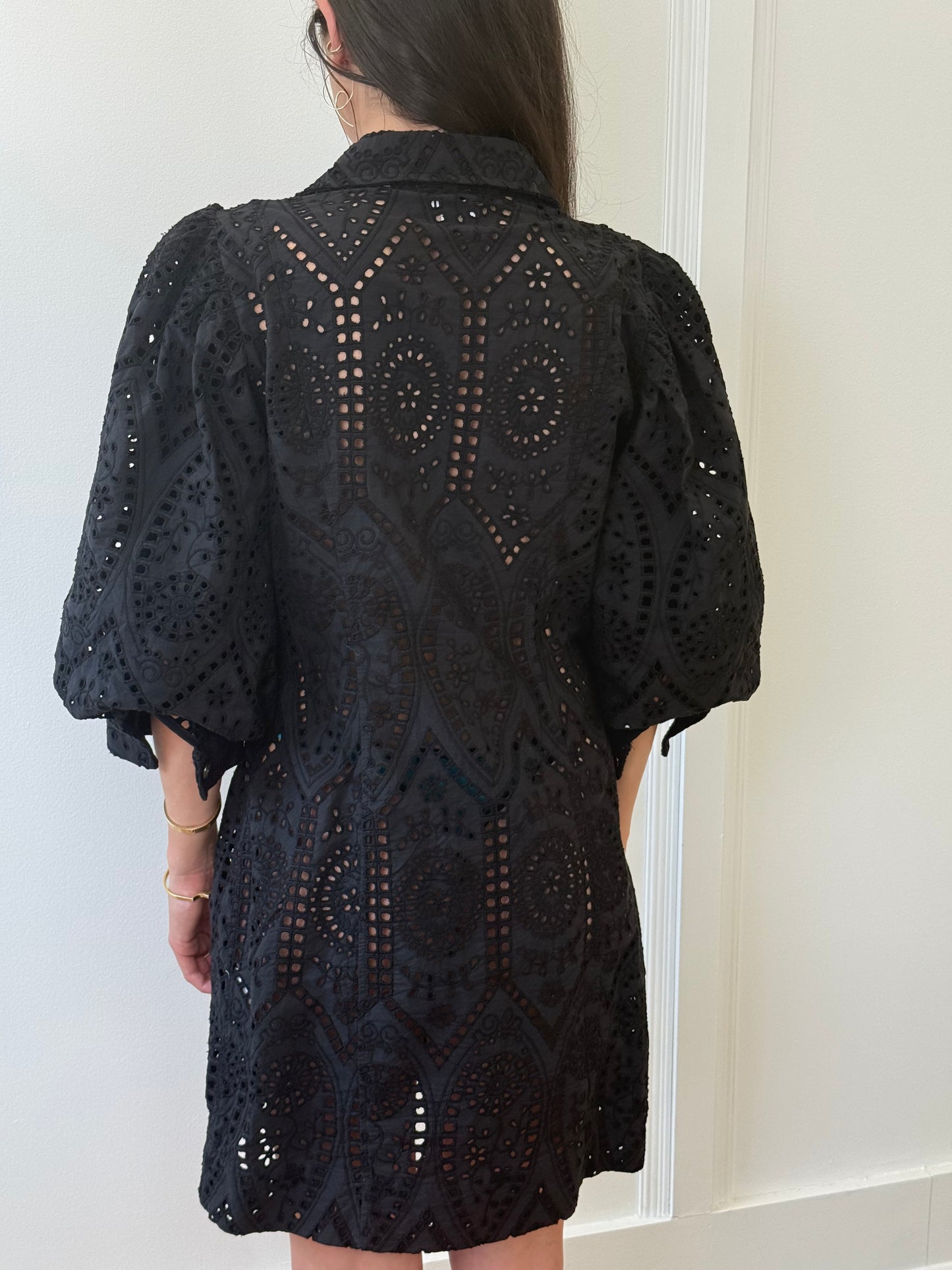 Ganni Broderie Black Dress (S/M)