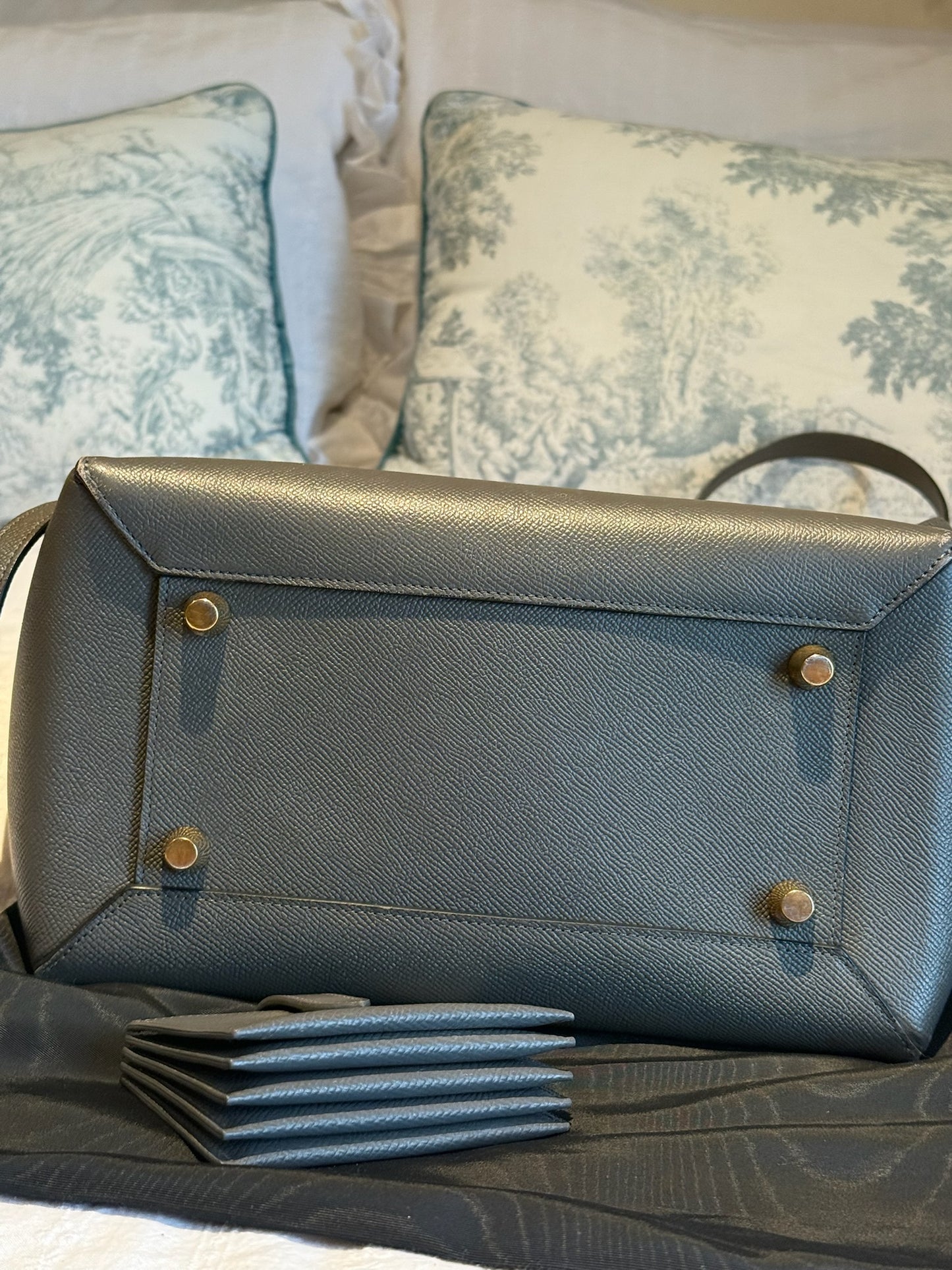 Celine Belt Leather Handbag & Matching Purse (Grey)