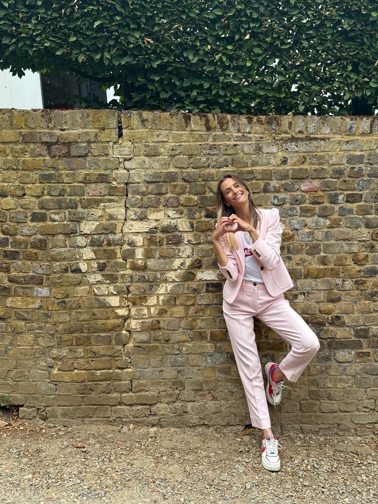ME + EM Spring Tailoring Puff Sleeve Jacket & Tailored Trousers in Petal Pink (UK 6)