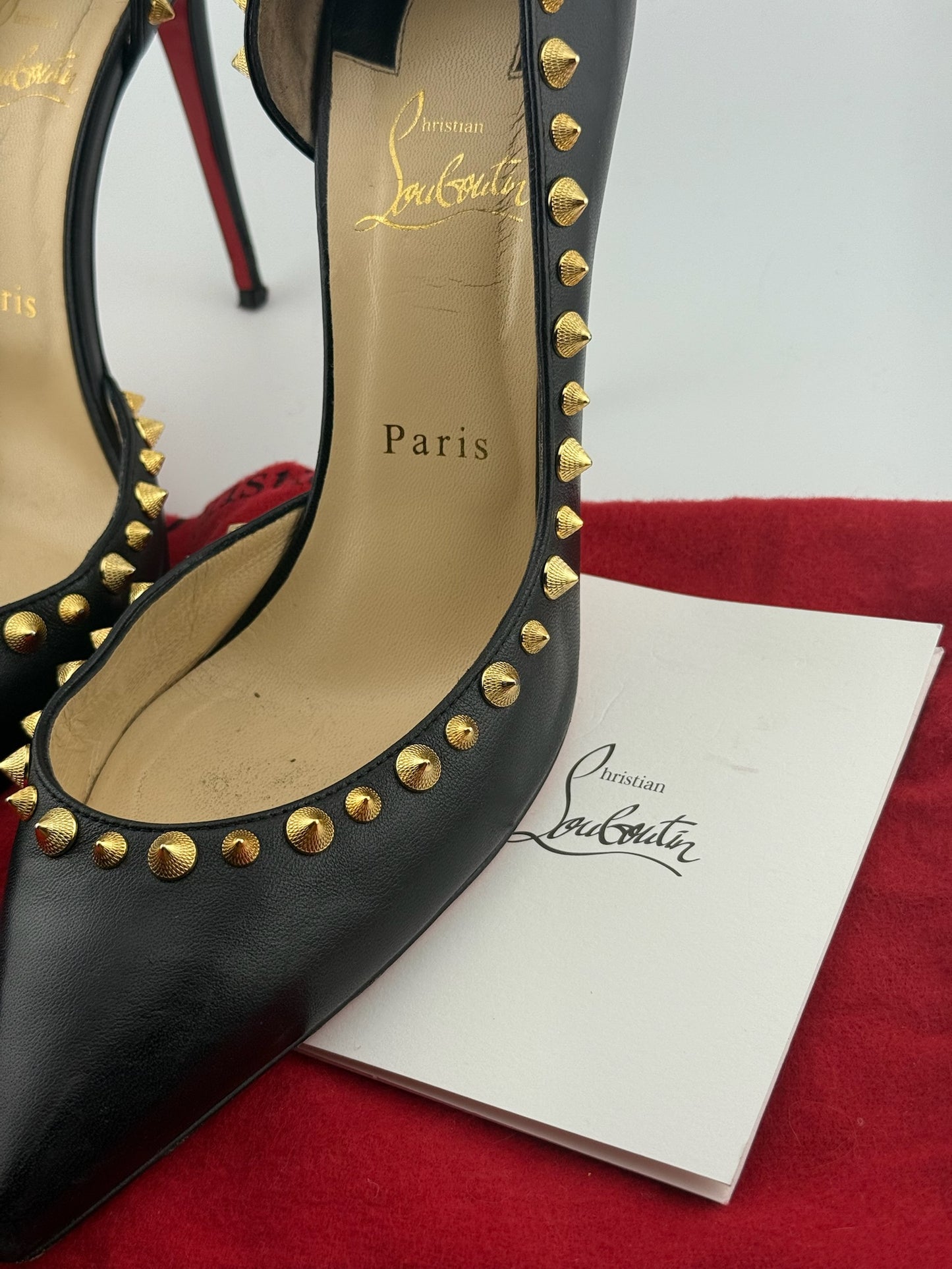 Christian Louboutin Iriza Studded Heels – Black & Gold (EU 39.5)