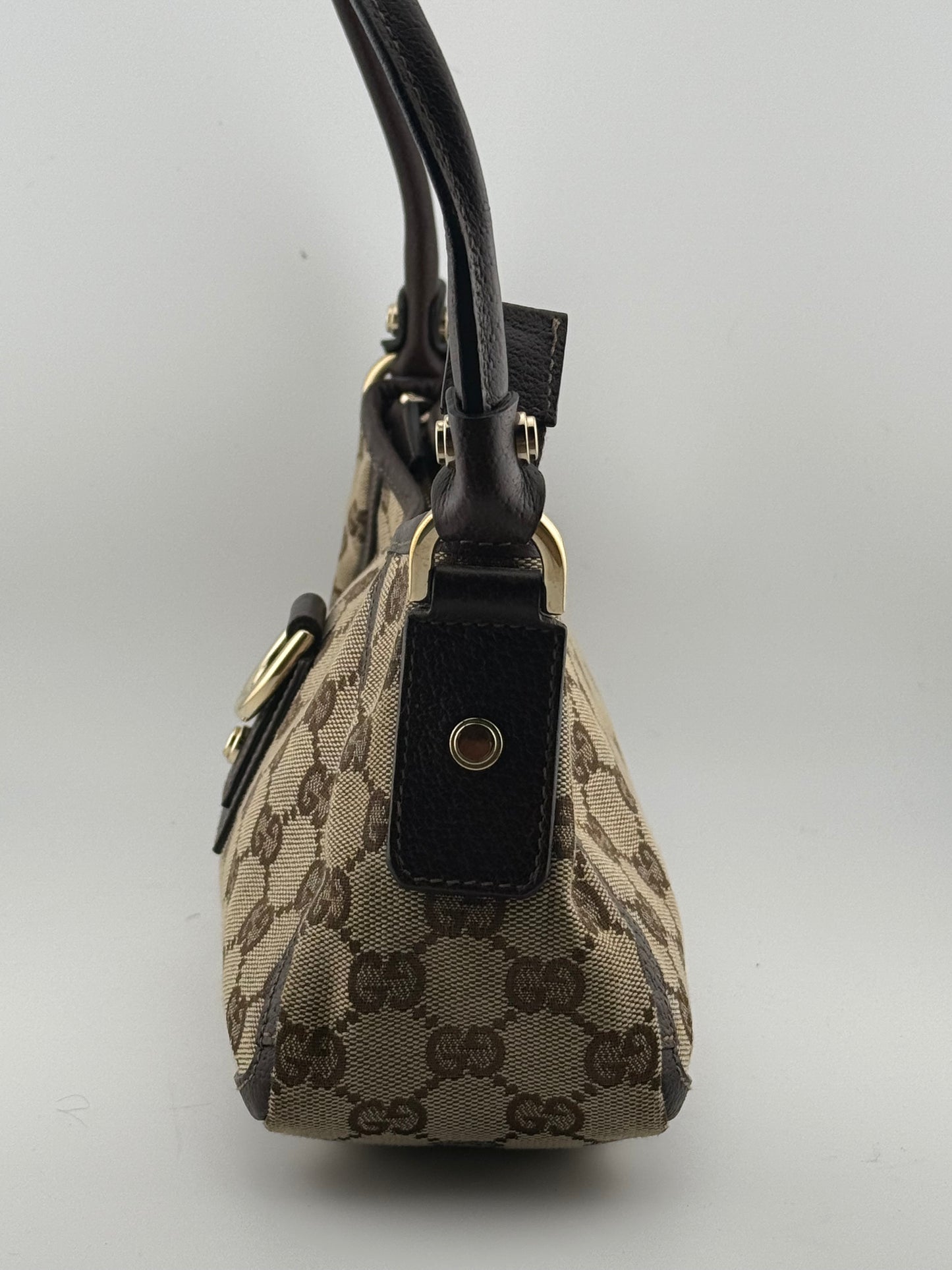 Gucci GG Canvas Abbey D-Ring Pochette Bag - Beige/Ebony